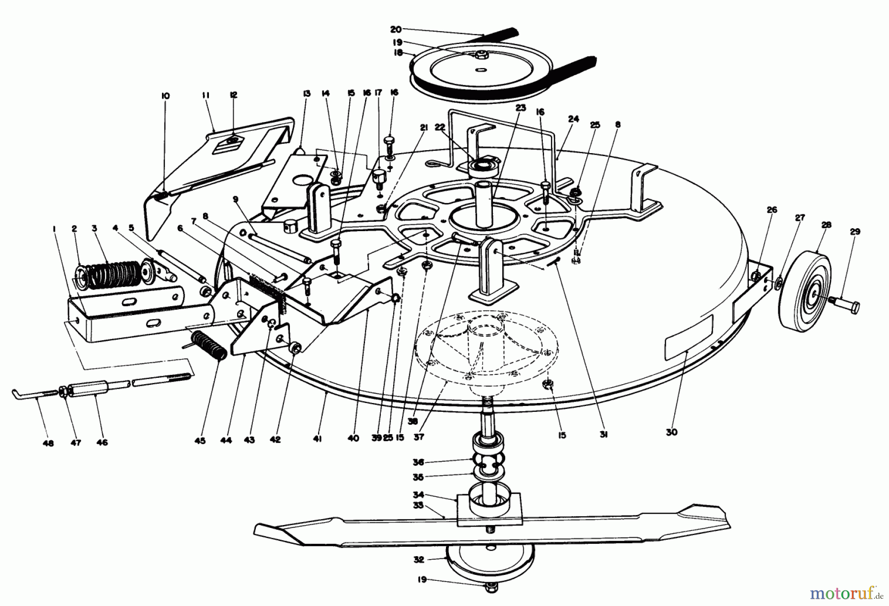 Toro Neu Mowers, Rear-Engine Rider 56170 (11-32) - Toro 11-32 Professional, 1986 (6000001-6999999) MOWER ASSEMBLY