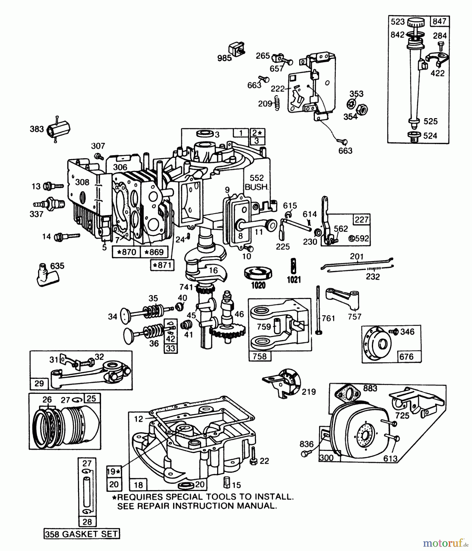 Toro Neu Mowers, Rear-Engine Rider 56175 (12-32) - Toro 12-32 Rear Engine Rider, 1988 (8000001-8999999) ENGINE BRIGGS & STRATTON MODEL NO. 193707-0152-01 8 H.P. REAR ENGINE RIDER ELECTRIC MODEL 56150 #1