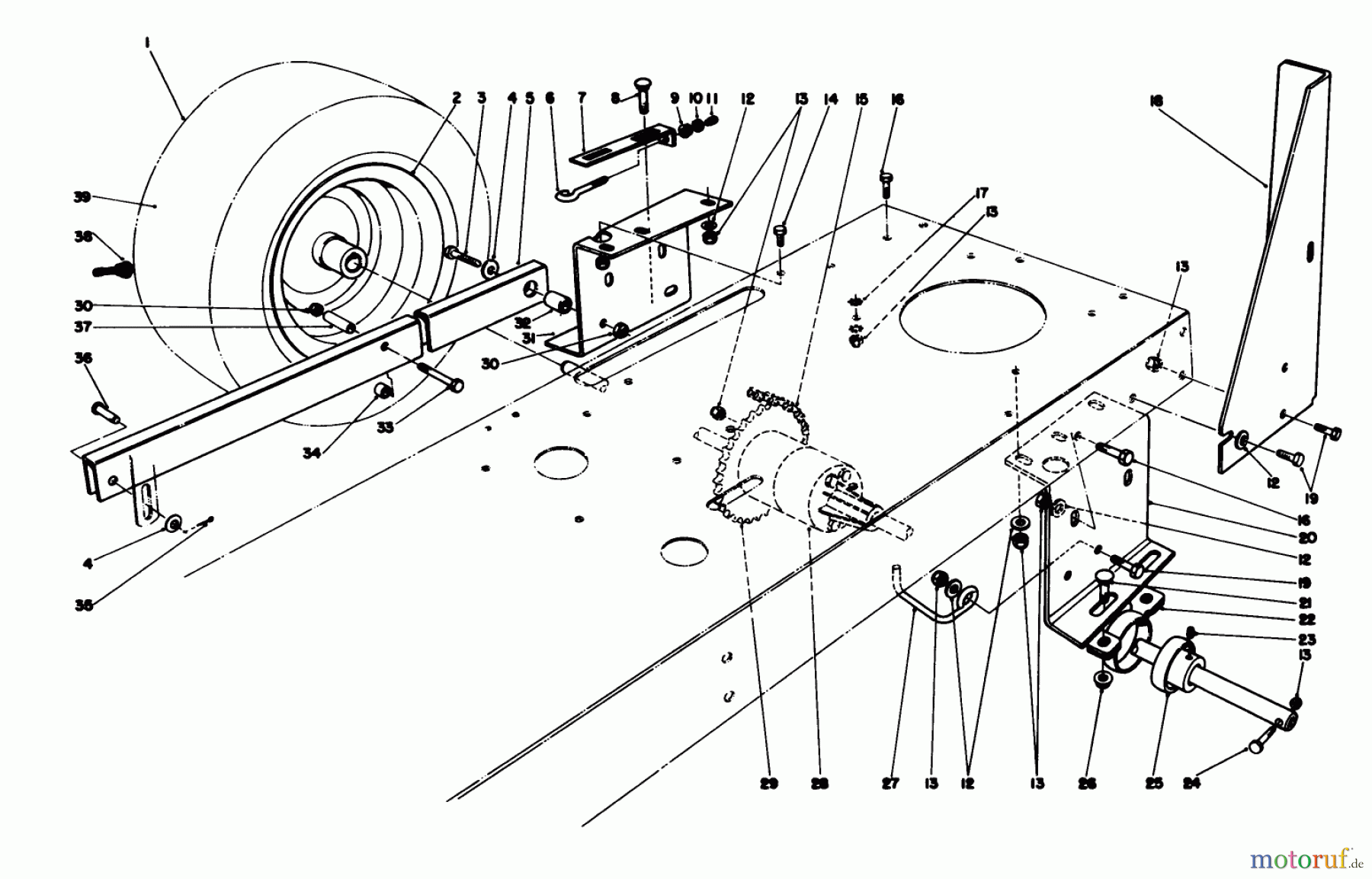 Toro Neu Mowers, Rear-Engine Rider 56175 (12-32) - Toro 12-32 Rear Engine Rider, 1988 (8000001-8999999) REAR AXLE ASSEMBLY