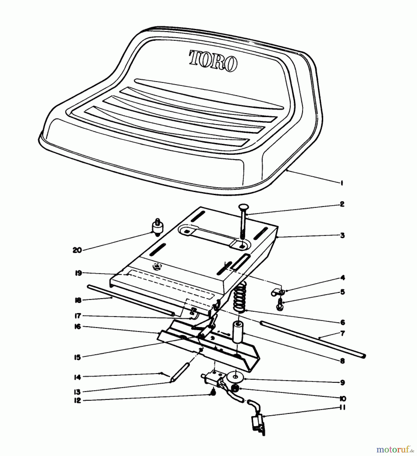 Toro Neu Mowers, Rear-Engine Rider 56175 (12-32) - Toro 12-32 Rear Engine Rider, 1988 (8000001-8999999) SEAT ASSEMBLY