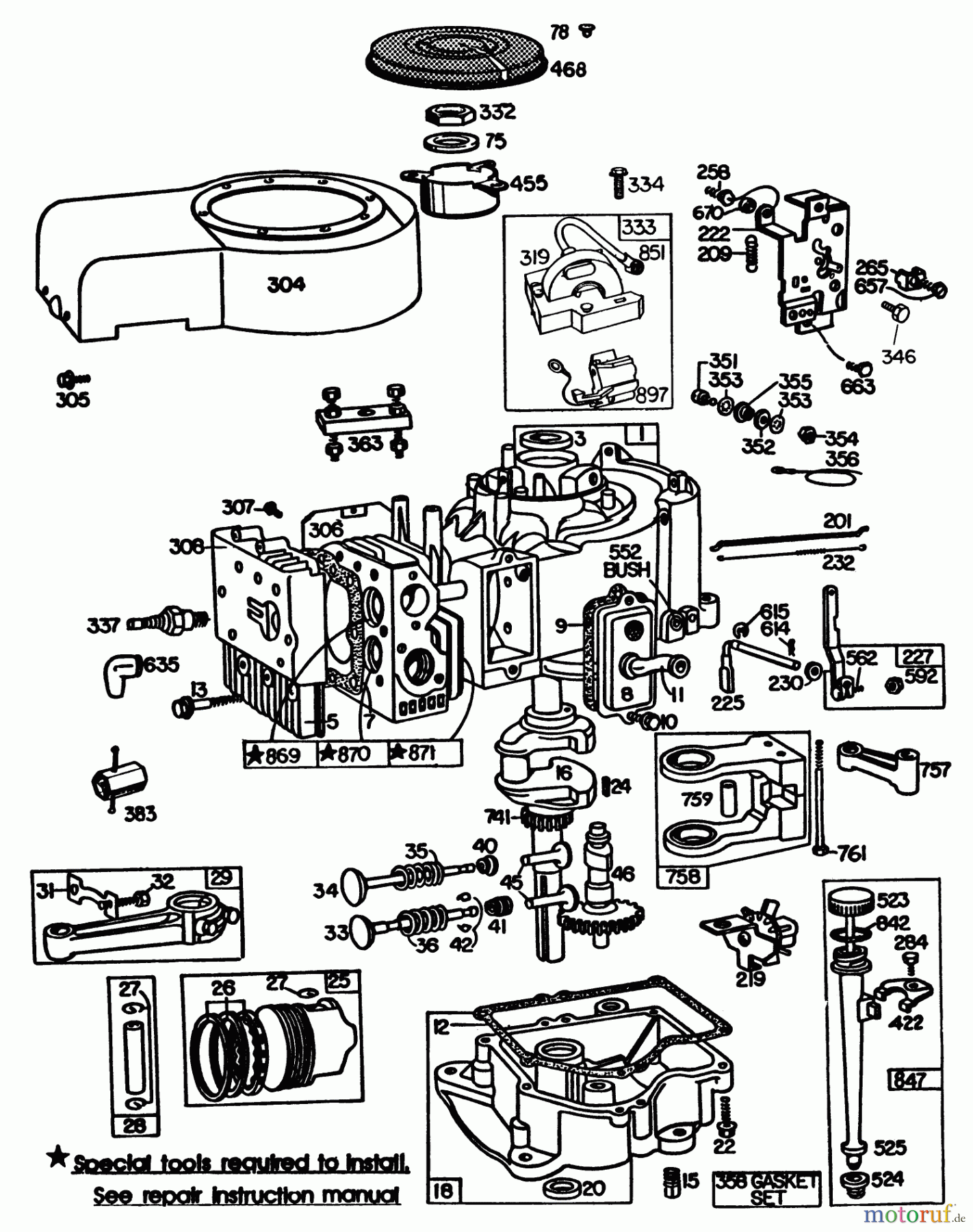 Toro Neu Mowers, Rear-Engine Rider 56155 (11-32) - Toro 11-32 Rear Engine Rider, 1983 (3000001-3999999) ENGINE BRIGGS & STRATTON MODEL NO. 252707-0633-01 #1