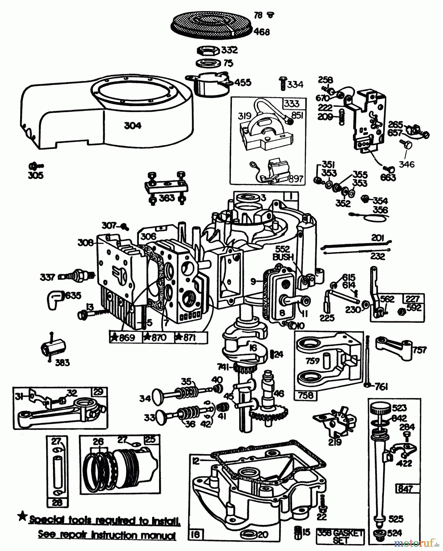 Toro Neu Mowers, Rear-Engine Rider 56155 (11-32) - Toro 11-32 Rear Engine Rider, 1984 (4000001-4999999) ENGINE BRIGGS & STRATTON MODEL NO. 252707-0633-01 #1