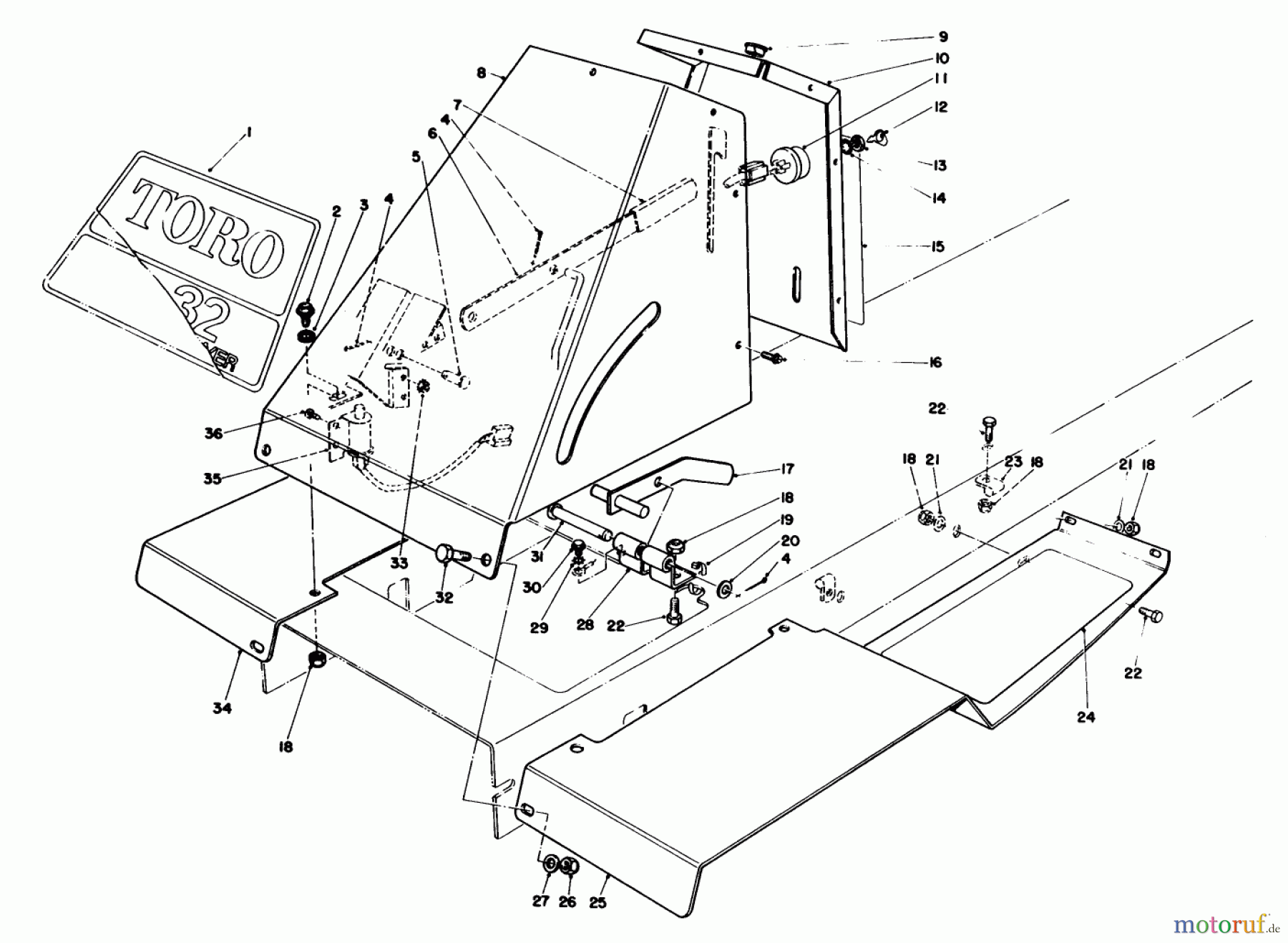 Toro Neu Mowers, Rear-Engine Rider 56155 (11-32) - Toro 11-32 Rear Engine Rider, 1984 (4000001-4999999) FRONT TOWER ASSEMBLY