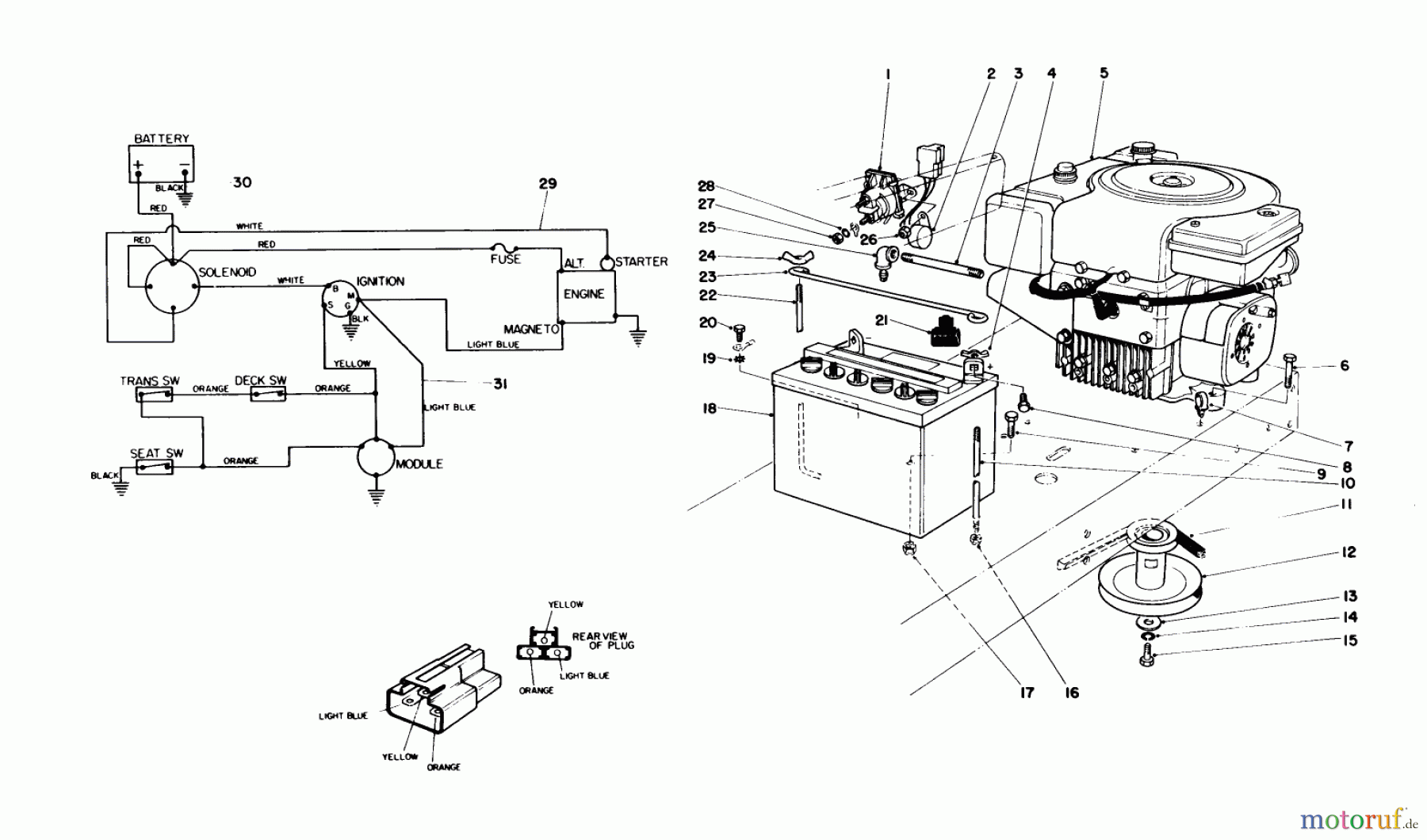Toro Neu Mowers, Rear-Engine Rider 56155 (11-32) - Toro 11-32 Rear Engine Rider, 1985 (5000001-5999999) ENGINE ASSEMBLY