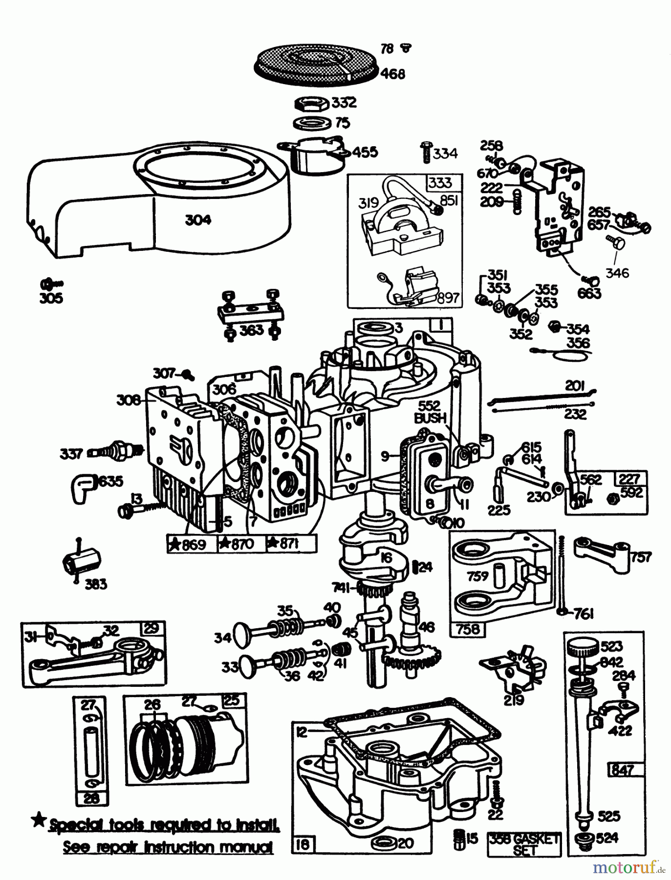 Toro Neu Mowers, Rear-Engine Rider 56155 (11-32) - Toro 11-32 Rear Engine Rider, 1985 (5000001-5999999) ENGINE BRIGGS & STRATTON MODEL NO. 252707-0633-01 #1