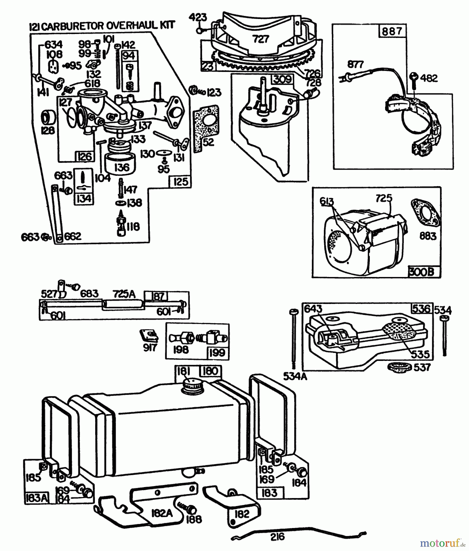 Toro Neu Mowers, Rear-Engine Rider 56155 (11-32) - Toro 11-32 Rear Engine Rider, 1985 (5000001-5999999) ENGINE BRIGGS & STRATTON MODEL NO. 252707-0633-01 #2