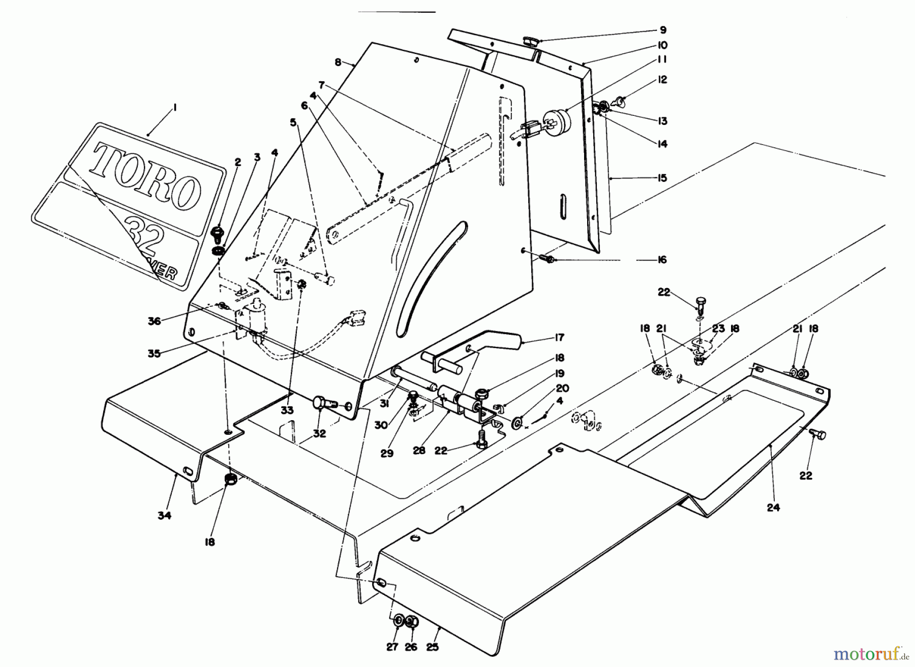 Toro Neu Mowers, Rear-Engine Rider 56155 (11-32) - Toro 11-32 Rear Engine Rider, 1985 (5000001-5999999) FRONT TOWER ASSEMBLY