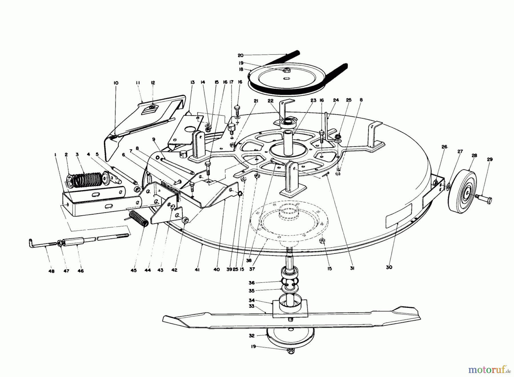 Toro Neu Mowers, Rear-Engine Rider 56155 (11-32) - Toro 11-32 Rear Engine Rider, 1985 (5000001-5999999) MOWER ASSEMBLY