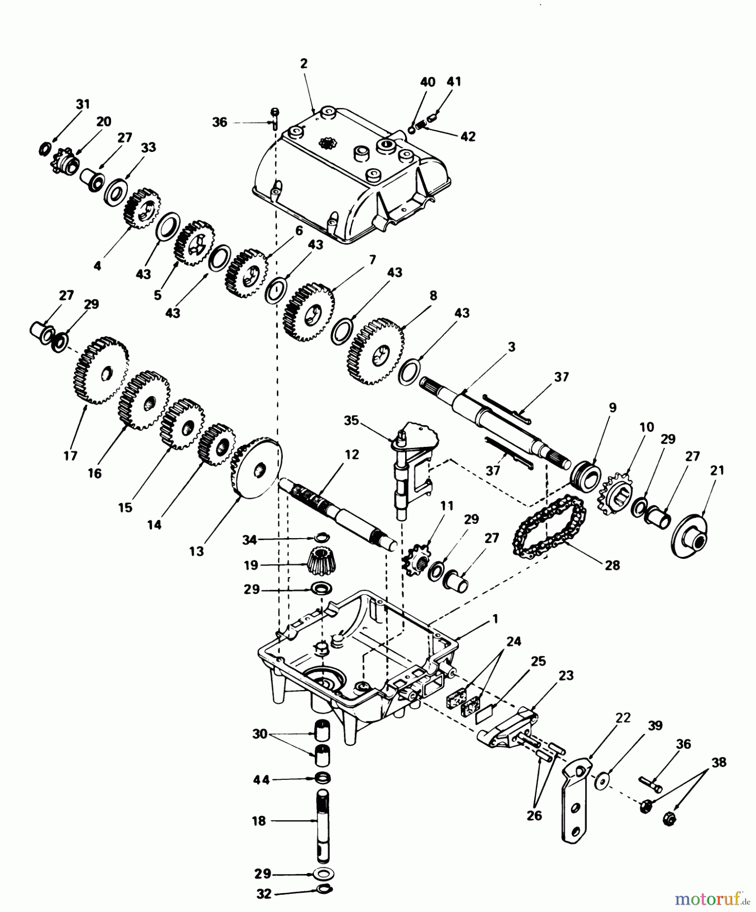 Toro Neu Mowers, Rear-Engine Rider 56155 (11-32) - Toro 11-32 Rear Engine Rider, 1985 (5000001-5999999) TRANSMISSION MODEL 770