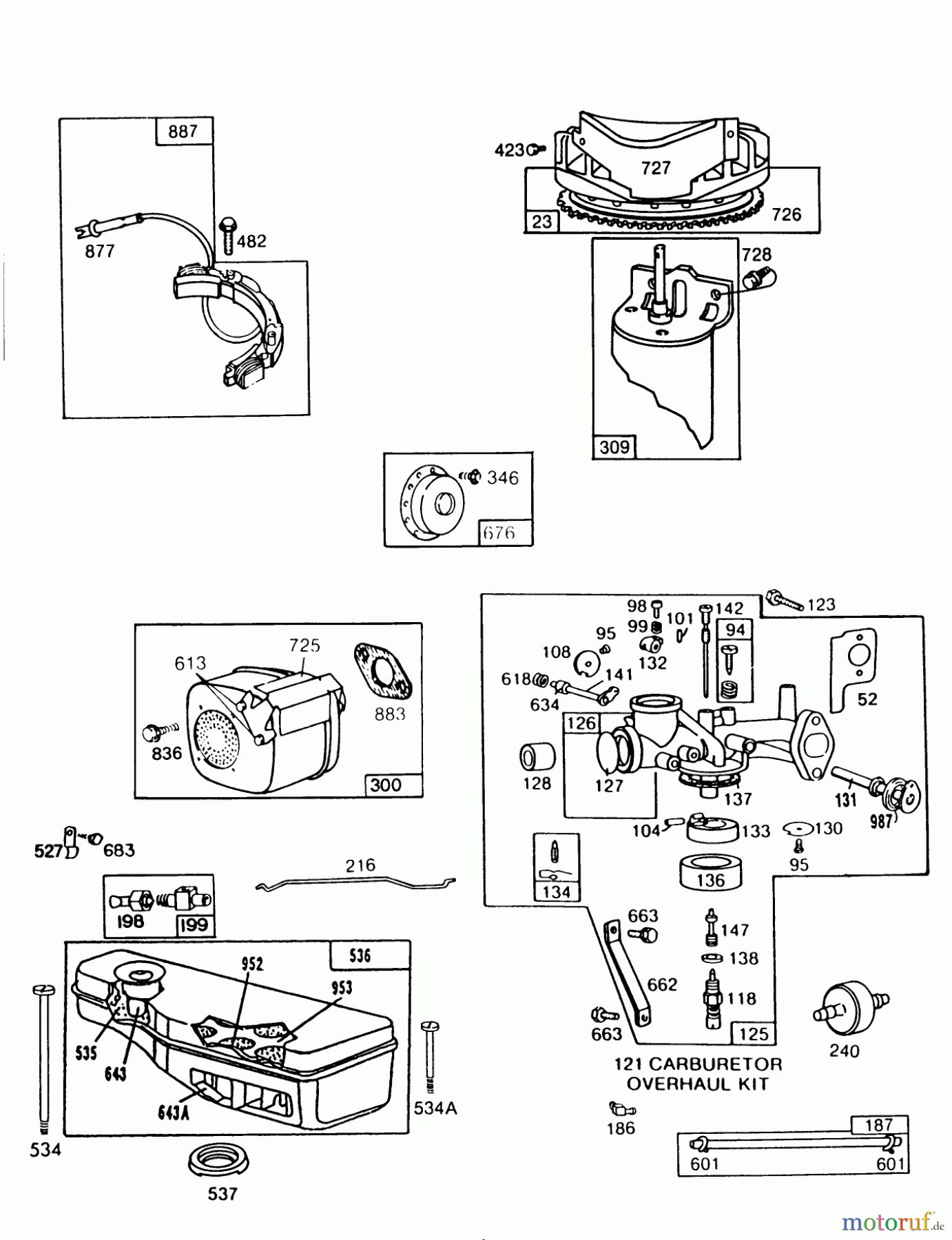 Toro Neu Mowers, Rear-Engine Rider 56155 (11-32) - Toro 11-32 Rear Engine Rider, 1987 (7000001-7999999) ENGINE BRIGGS & STRATTON MODEL NO. 252707-0621-01 #3
