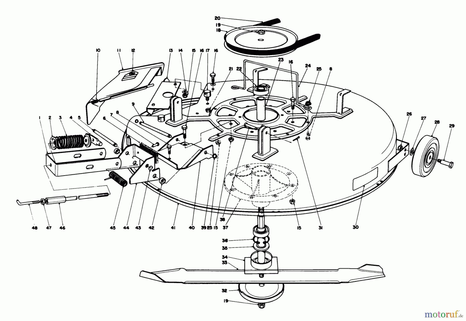  Toro Neu Mowers, Rear-Engine Rider 56155 (11-32) - Toro 11-32 Rear Engine Rider, 1987 (7000001-7999999) MOWER ASSEMBLY