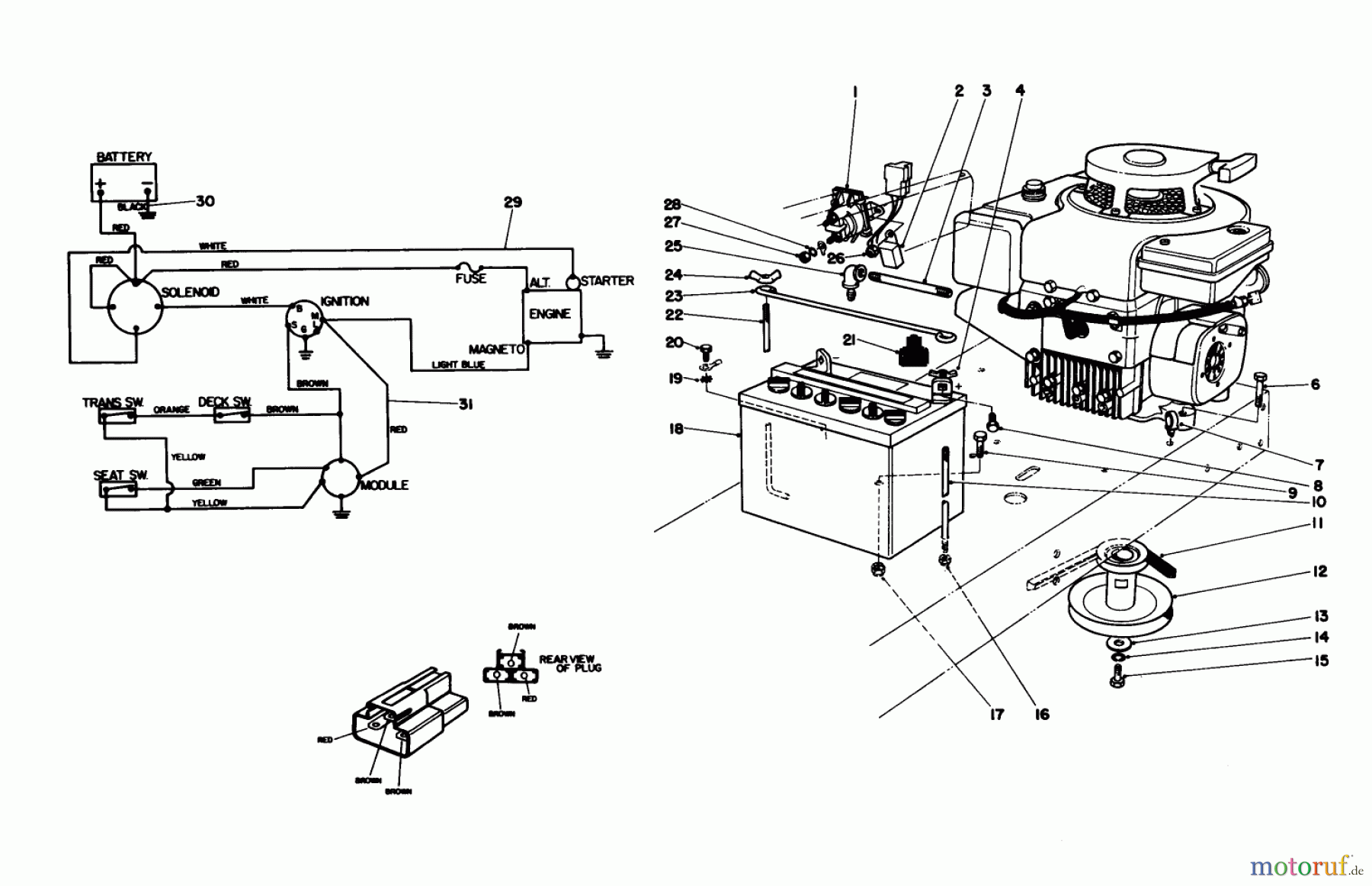 Toro Neu Mowers, Rear-Engine Rider 56170 (11-32) - Toro 11-32 Professional, 1985 (5000001-5999999) ENGINE ASSEMBLY