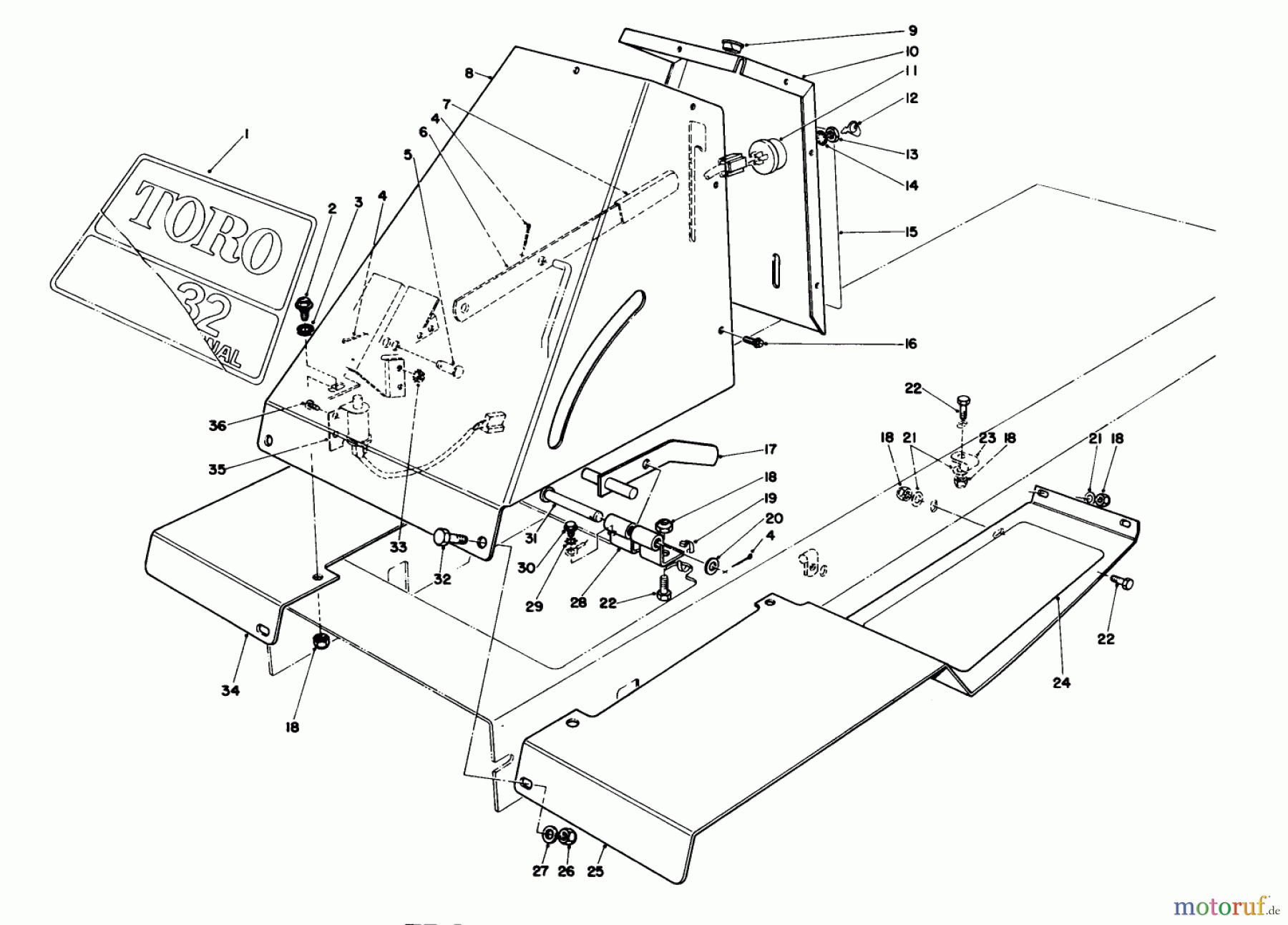 Toro Neu Mowers, Rear-Engine Rider 56170 (11-32) - Toro 11-32 Professional, 1985 (5000001-5999999) FRONT TOWER ASSEMBLY