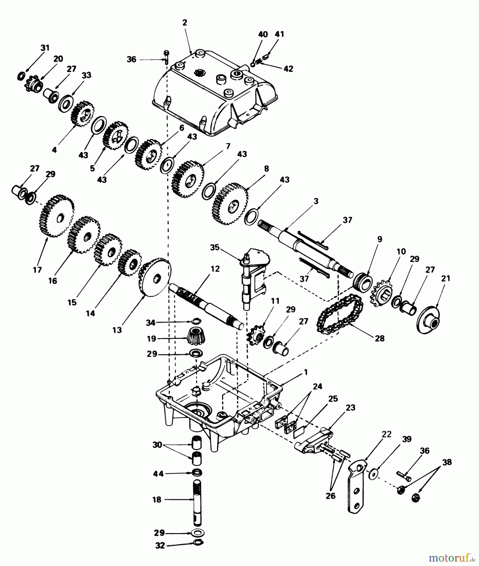 Toro Neu Mowers, Rear-Engine Rider 56170 (11-32) - Toro 11-32 Professional, 1985 (5000001-5999999) TRANSMISSION MODEL 770