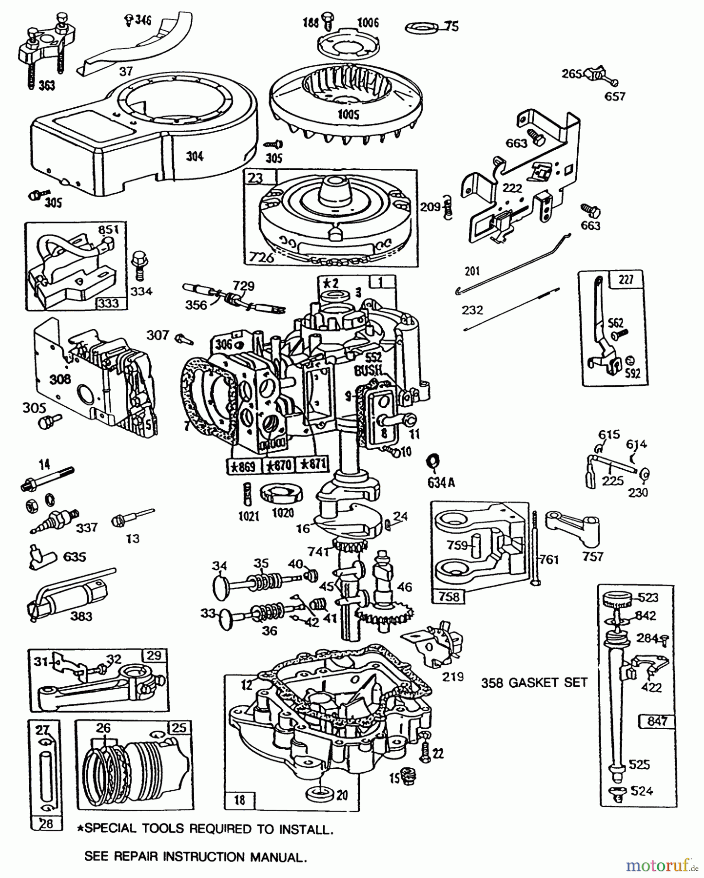 Toro Neu Mowers, Rear-Engine Rider 56177 (12-32) - Toro 12-32 Rear Engine Rider, 1992 (2000001-2999999) BRIGGS & STRATTON MODEL NO. 286707-0119-01