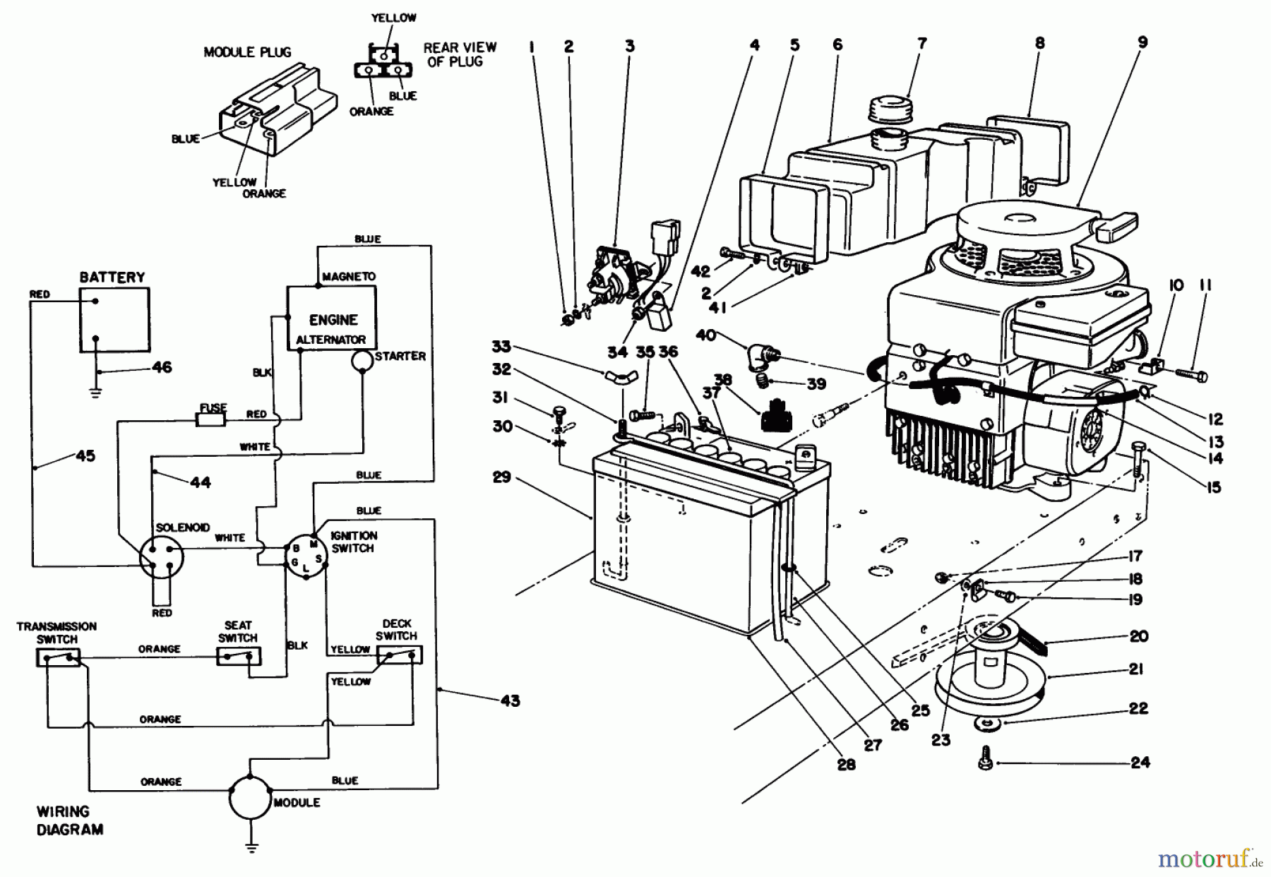 Toro Neu Mowers, Rear-Engine Rider 56177 (12-32) - Toro 12-32 Rear Engine Rider, 1992 (2000001-2999999) ENGINE ASSEMBLY
