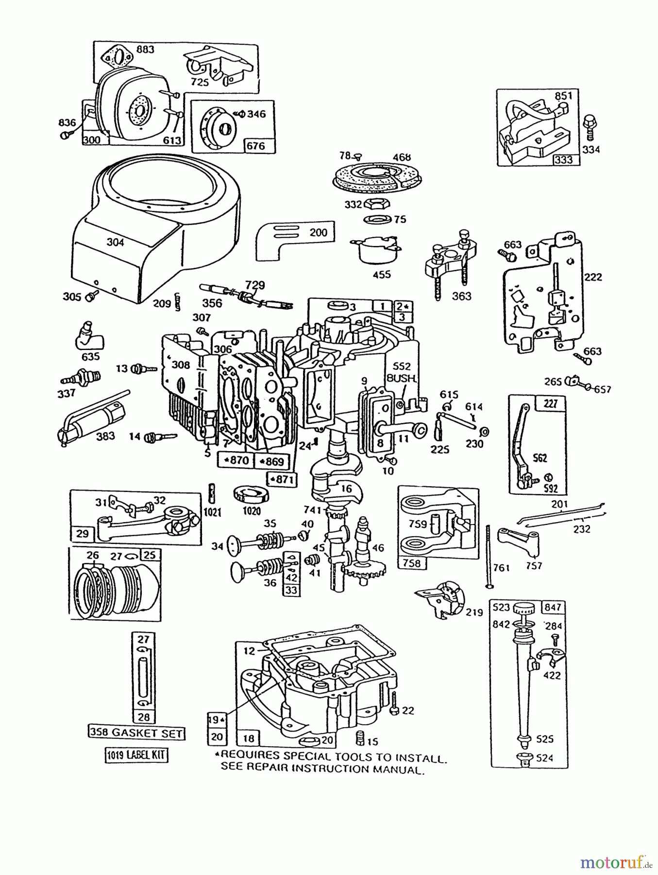 Toro Neu Mowers, Rear-Engine Rider 56185 (8-32) - Toro 8-32 Rear Engine Rider, 1991 (1000001-1999999) BRIGGS & STRATTON MODEL NO. 191707-6021-01 #1