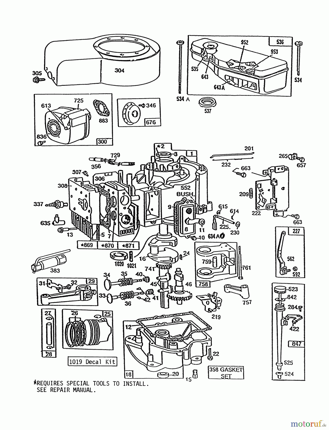 Toro Neu Mowers, Rear-Engine Rider 56190 (10-32) - Toro 10-32 Recycler Rider, 1991 (1000001-1999999) BRIGGS & STRATTON MODEL NO. 256707-0130-01