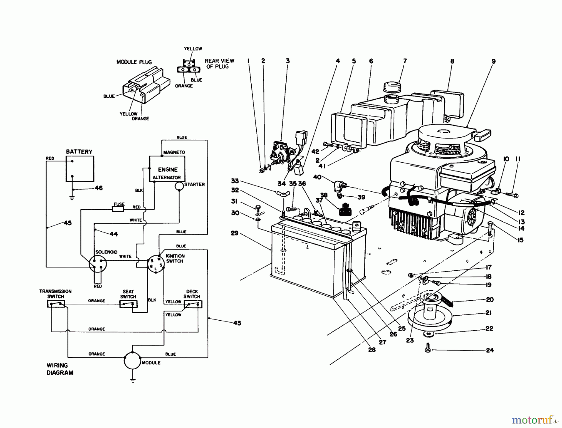  Toro Neu Mowers, Rear-Engine Rider 56190 (10-32) - Toro 10-32 Recycler Rider, 1991 (1000001-1999999) ENGINE ASSEMBLY