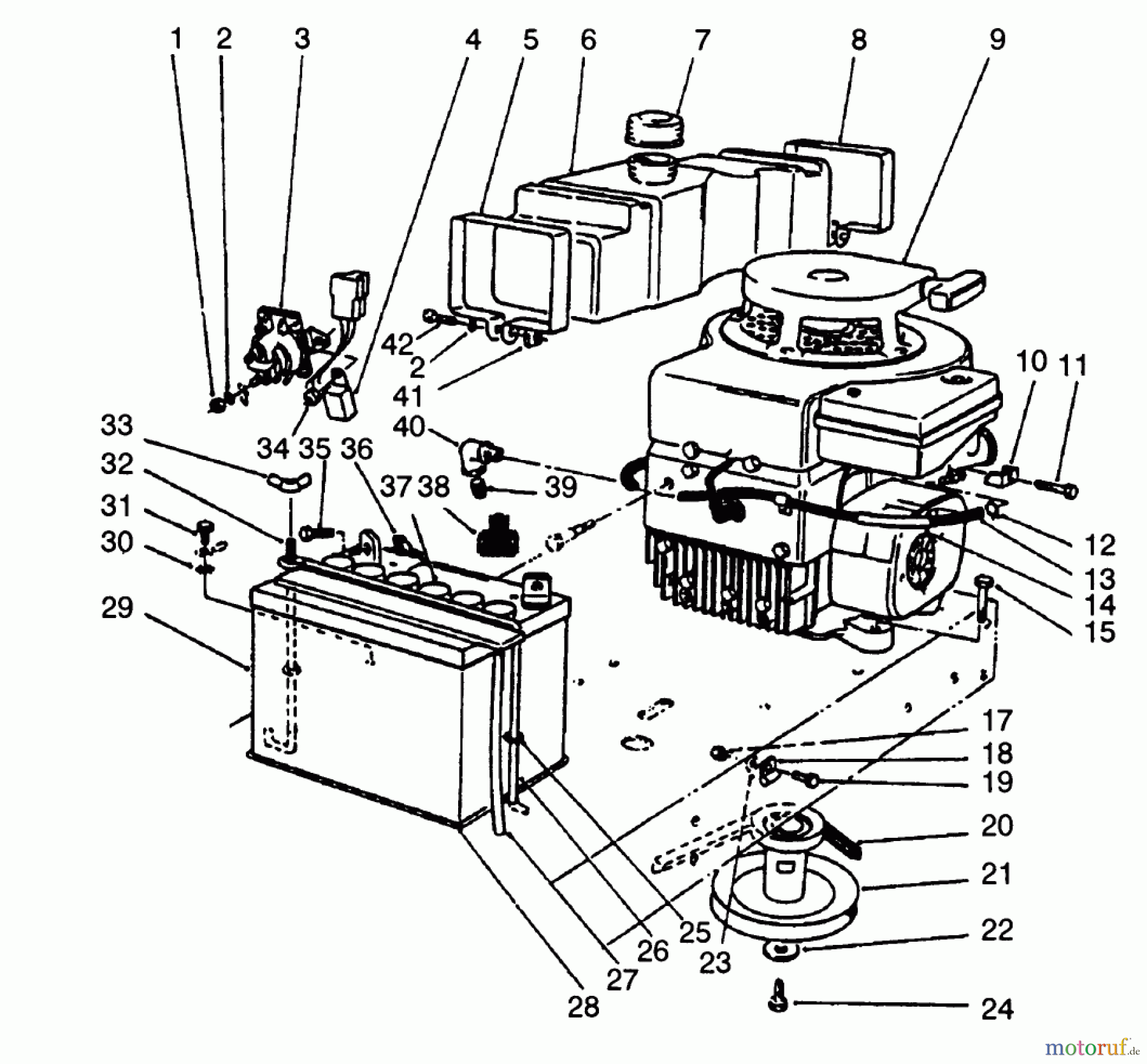 Toro Neu Mowers, Rear-Engine Rider 56190 (10-32) - Toro 10-32 Recycler Rider, 1992 (2000001-2999999) ENGINE ASSEMBLY