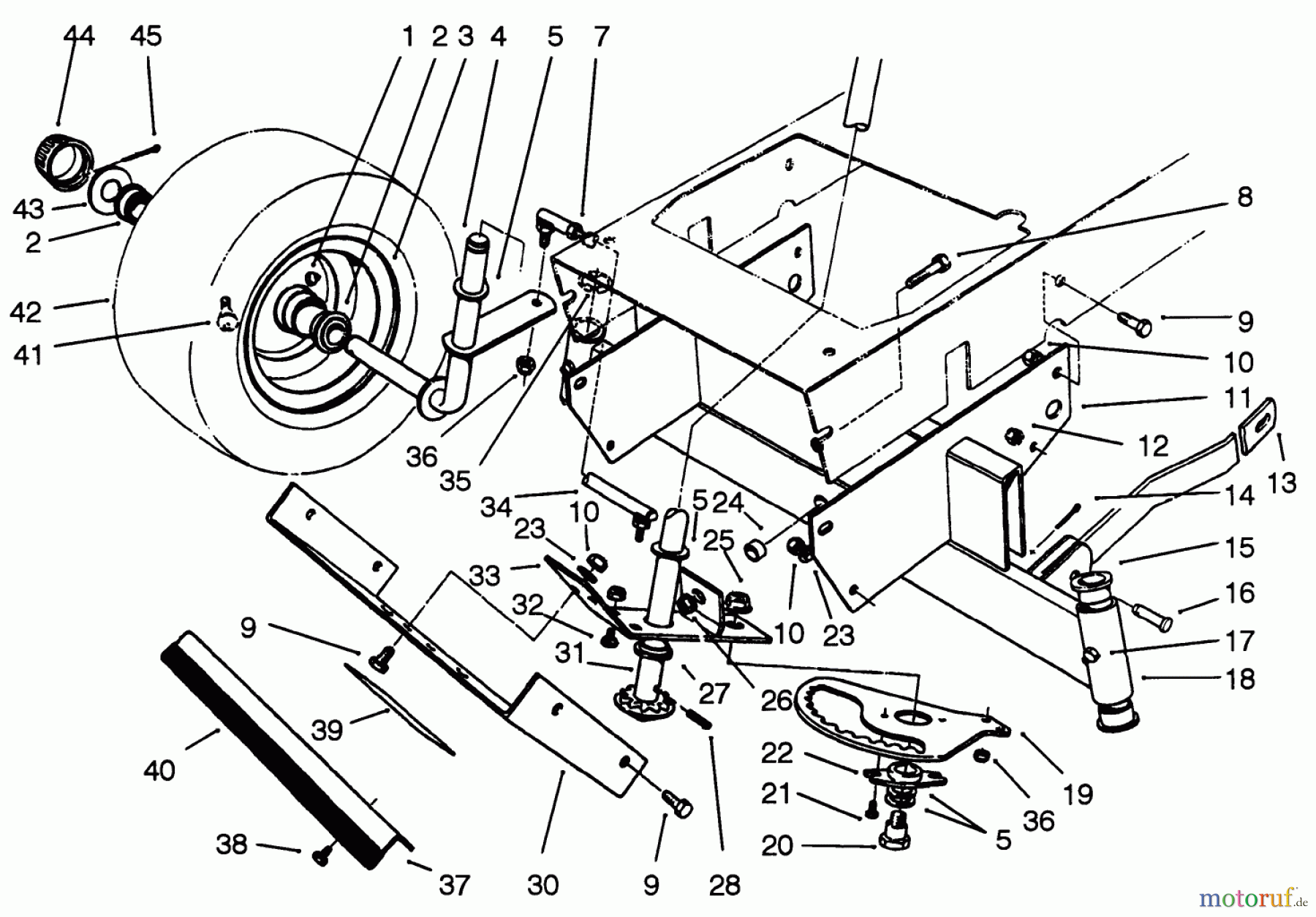 Toro Neu Mowers, Rear-Engine Rider 56190 (10-32) - Toro 10-32 Recycler Rider, 1992 (2000001-2999999) FRONT AXLE ASSEMBLY