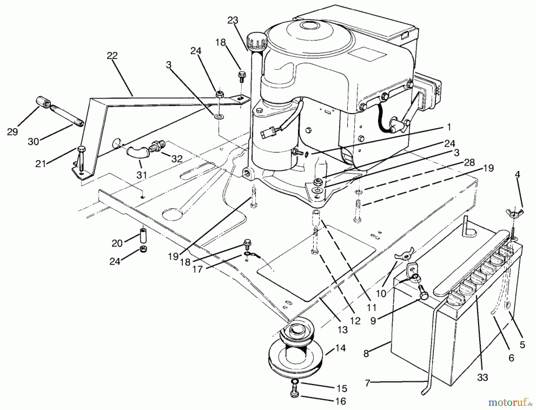 Toro Neu Mowers, Rear-Engine Rider 70040 (8-25) - Toro 8-25 Rear Engine Rider, 1993 (39000001-39999999) ENGINE ASSEMBLY