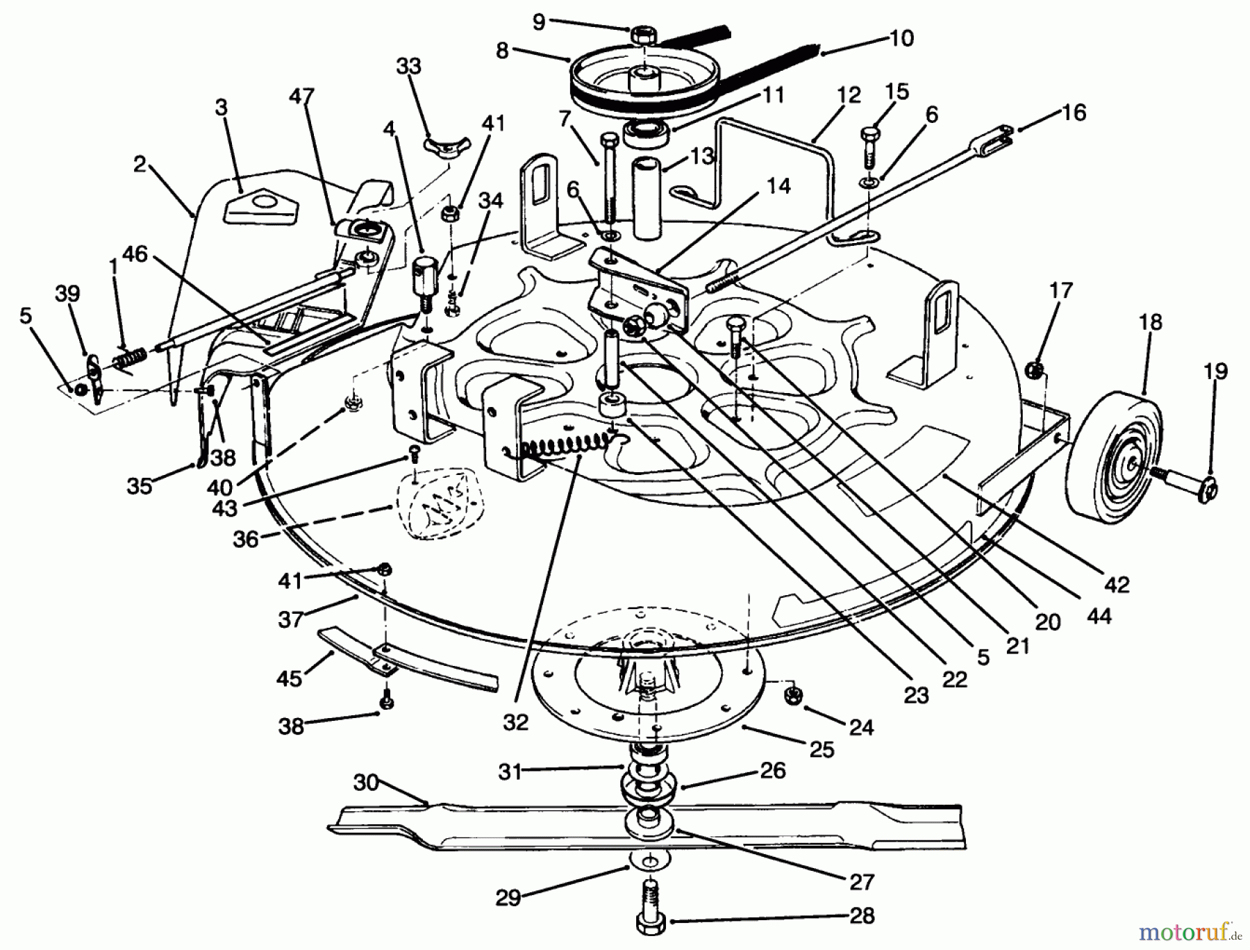 Toro Neu Mowers, Rear-Engine Rider 70040 (8-25) - Toro 8-25 Rear Engine Rider, 1994 (49000001-49999999) CUTTING UNIT ASSEMBLY