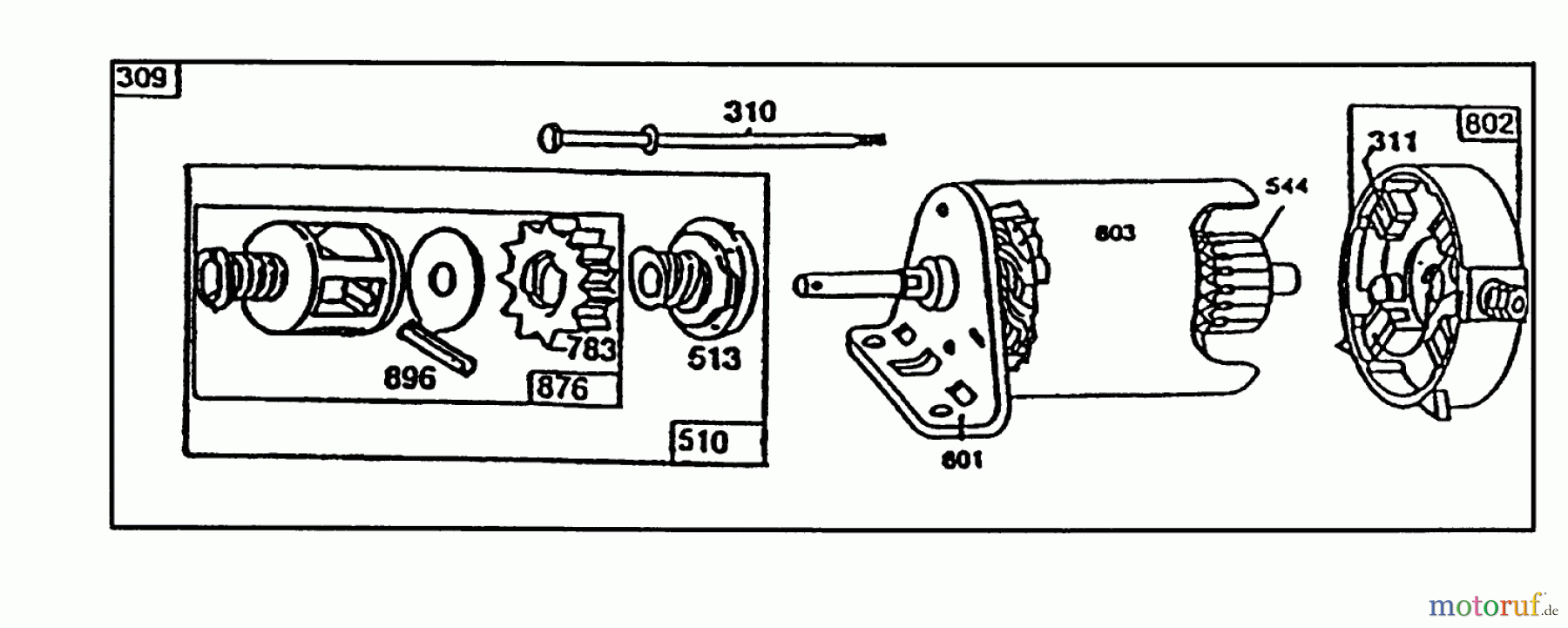Toro Neu Mowers, Rear-Engine Rider 70040 (8-25) - Toro 8-25 Rear Engine Rider, 1994 (49000001-49999999) STARTER - BRIGGS & STRATTON NO. 195707-0121-01