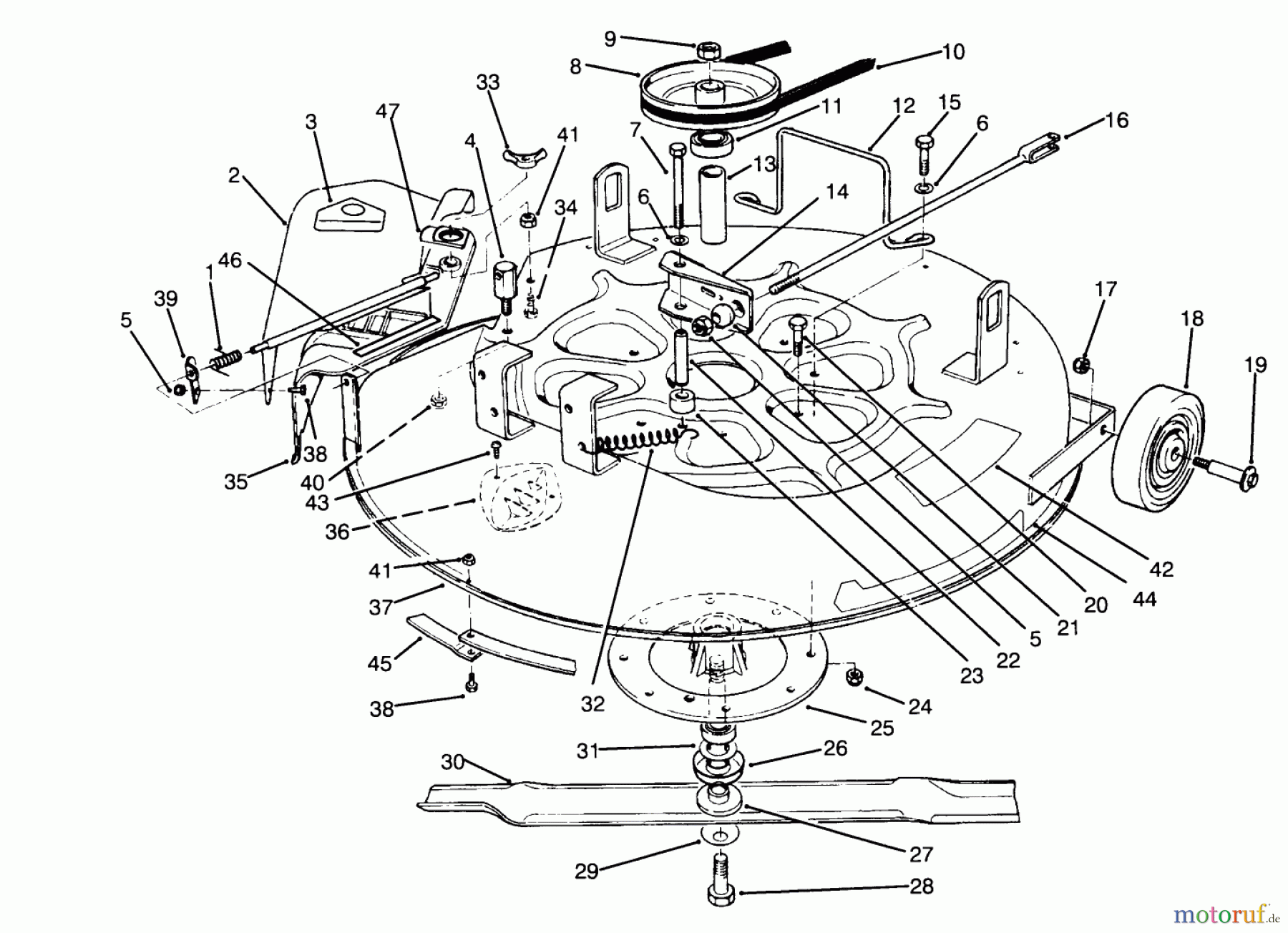  Toro Neu Mowers, Rear-Engine Rider 70040 (8-25) - Toro 8-25 Rear Engine Rider, 1995 (59000001-59999999) CUTTING UNIT ASSEMBLY