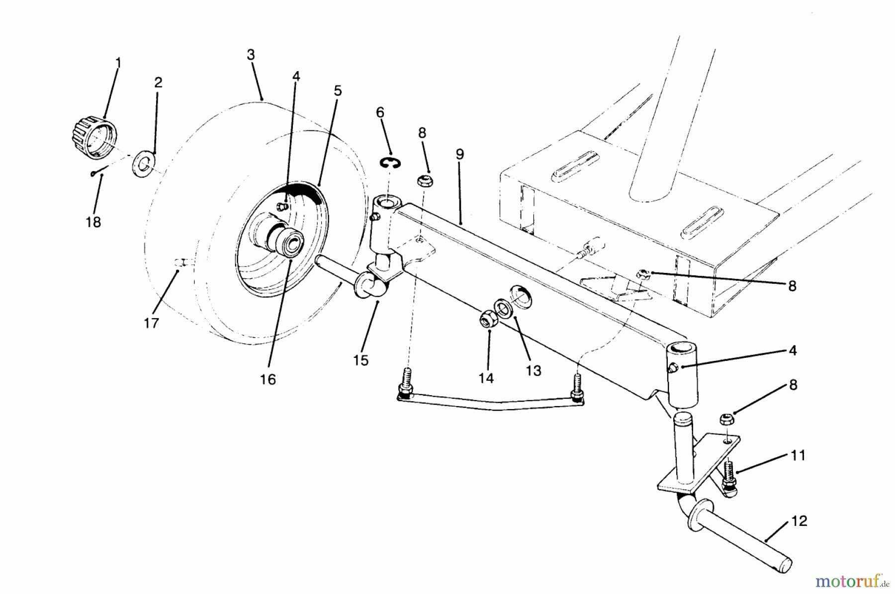  Toro Neu Mowers, Rear-Engine Rider 70040 (8-25) - Toro 8-25 Rear Engine Rider, 1995 (59000001-59999999) FRONT AXLE ASSEMBLY