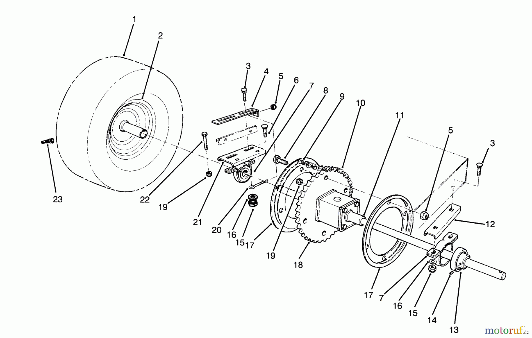 Toro Neu Mowers, Rear-Engine Rider 70040 (8-25) - Toro 8-25 Rear Engine Rider, 1995 (59000001-59999999) REAR AXLE ASSEMBLY