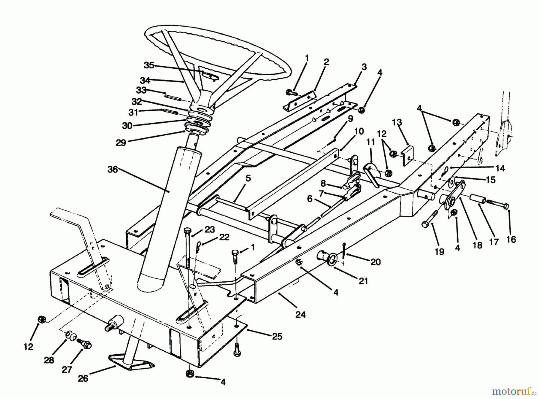 Toro Neu Mowers, Rear-Engine Rider 70040 (8-25) - Toro 8-25 Rear Engine Rider, 1997 (7900001-7900578) FRAME ASSEMBLY