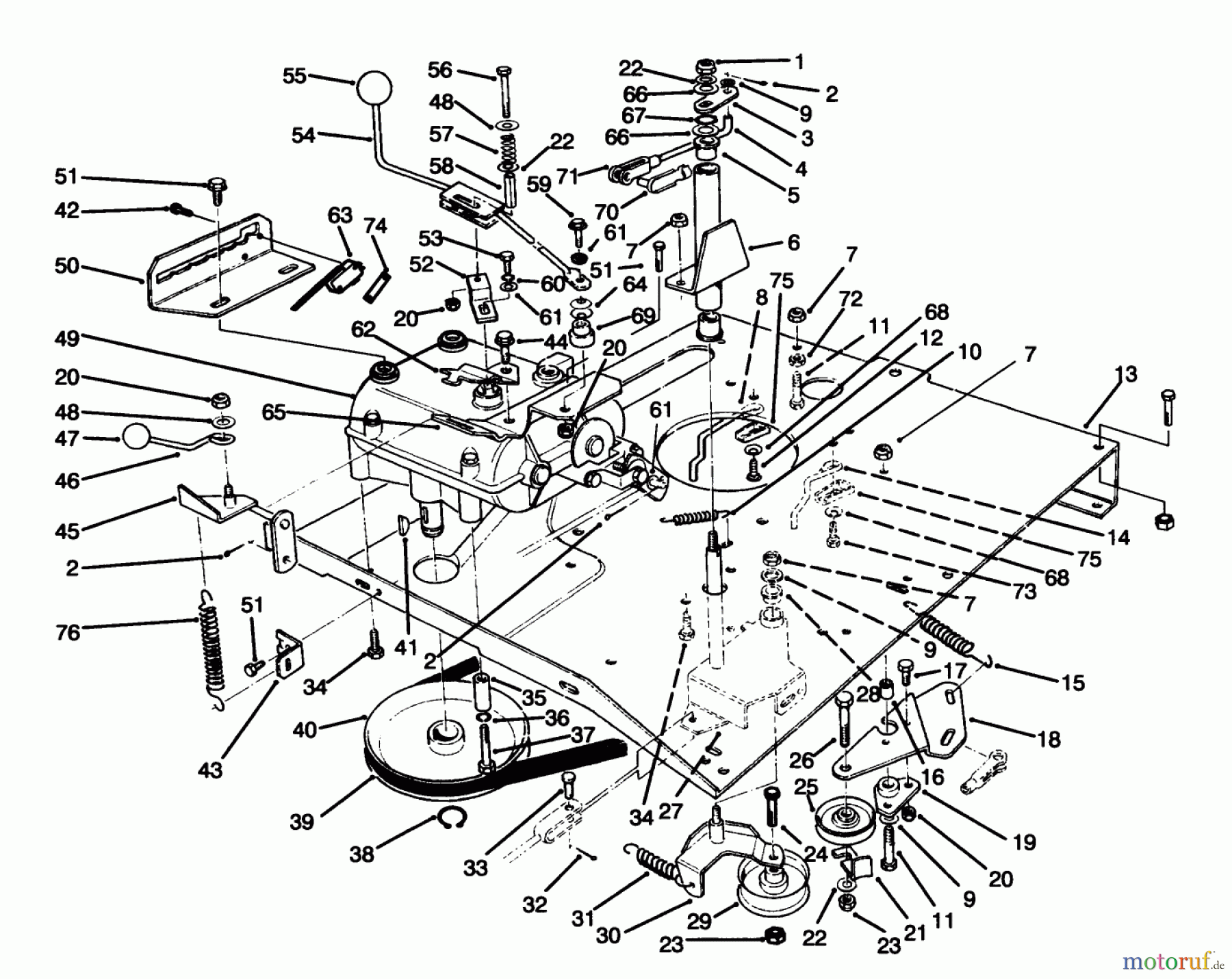 Toro Neu Mowers, Rear-Engine Rider 70040 (8-25) - Toro 8-25 Rear Engine Rider, 1997 (7900001-7900578) TRANSMISSION & LINKAGE ASSEMBLY