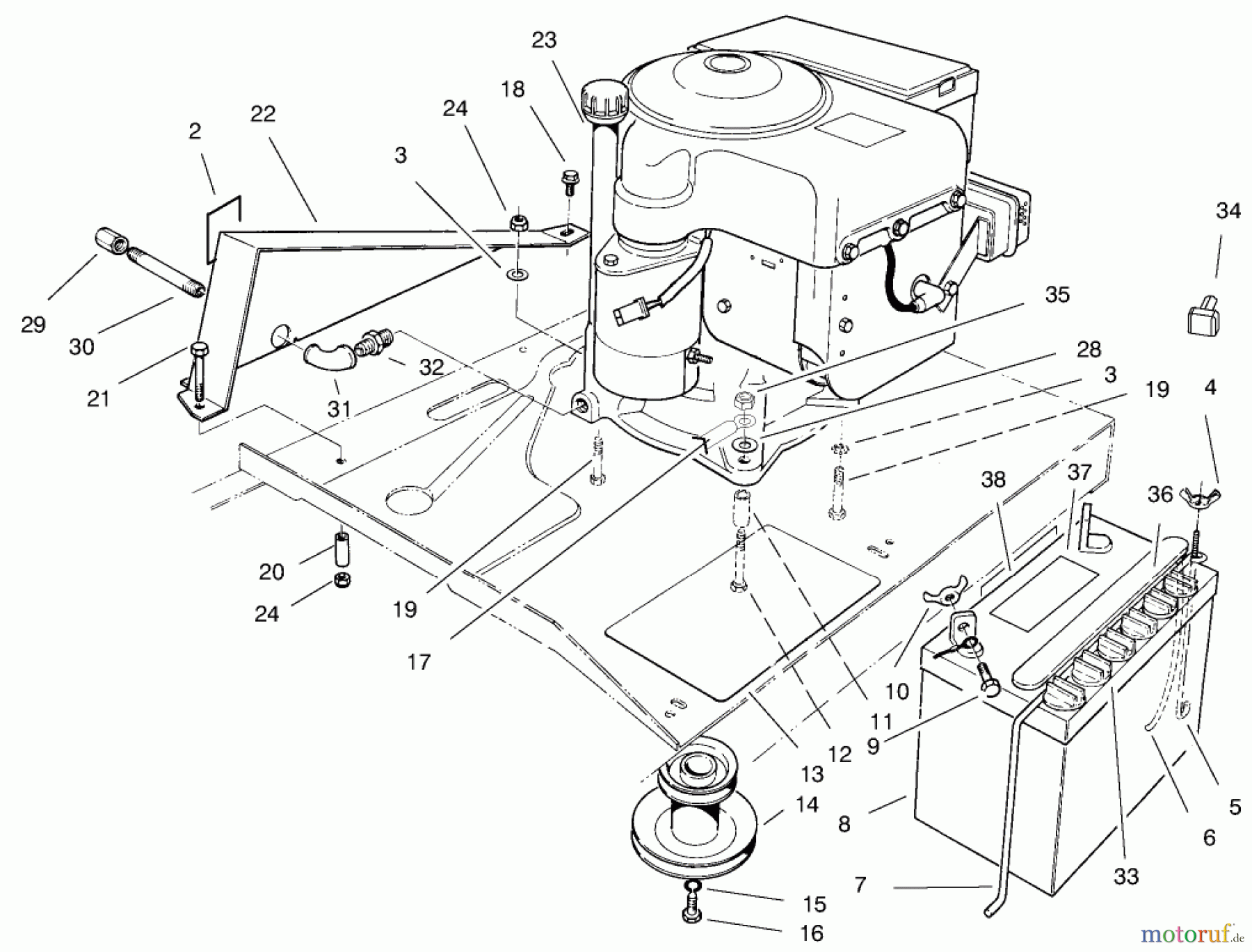 Toro Neu Mowers, Rear-Engine Rider 70040 (8-25) - Toro 8-25 Rear Engine Rider, 1998 (8900001-8999999) ENGINE ASSEMBLY