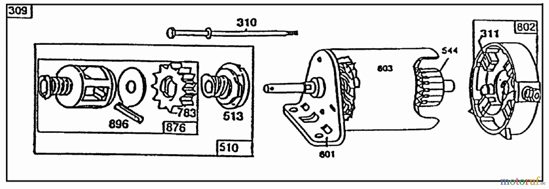 Toro Neu Mowers, Rear-Engine Rider 70040 (8-25) - Toro 8-25 Rear Engine Rider, 1998 (8900001-8999999) STARTER - BRIGGS & STRATTON NO. 195707-0121-01