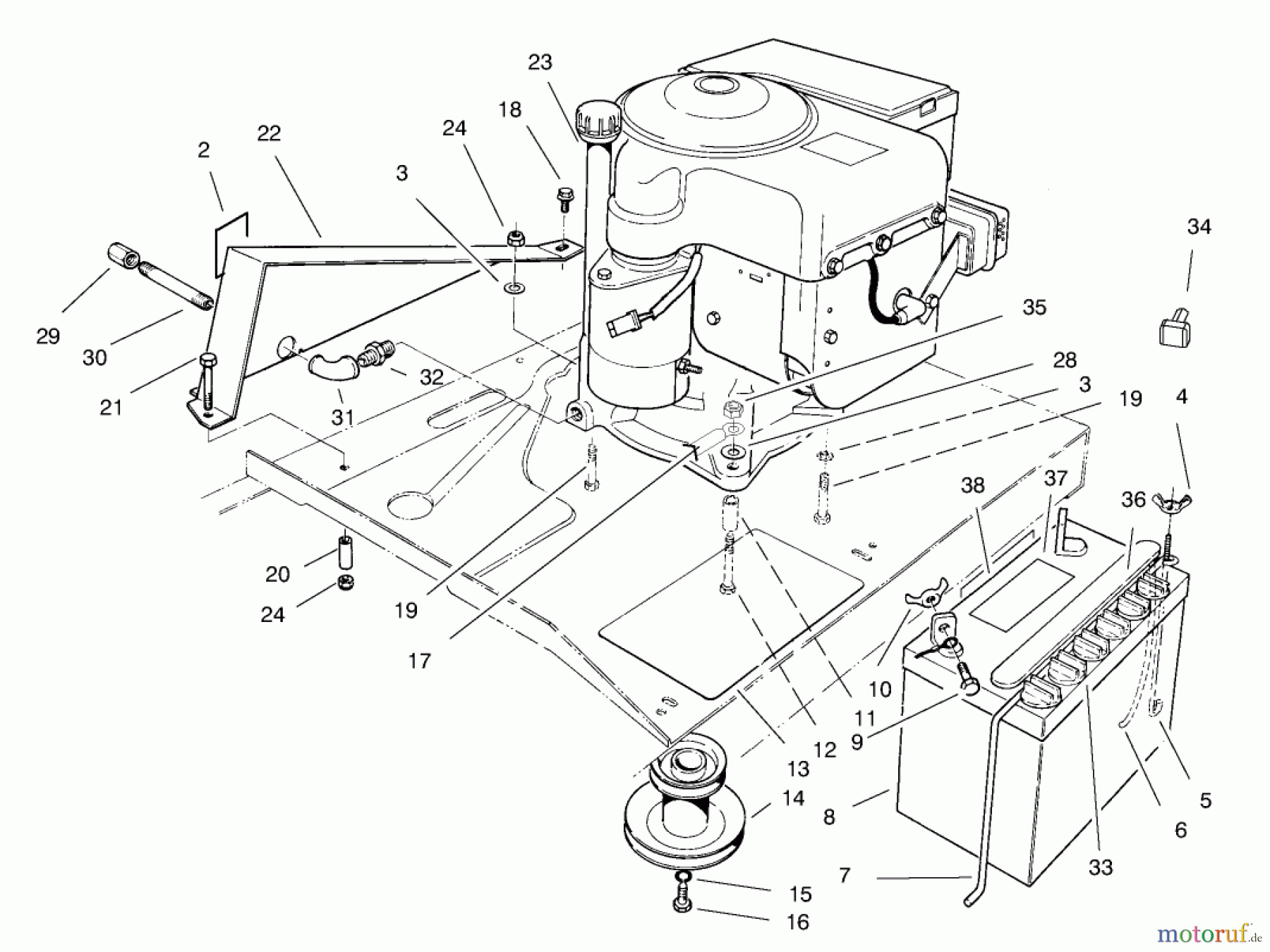 Toro Neu Mowers, Rear-Engine Rider 70041 (8-25) - Toro 8-25 Rear Engine Rider, 1998 (8900001-8999999) ENGINE ASSEMBLY
