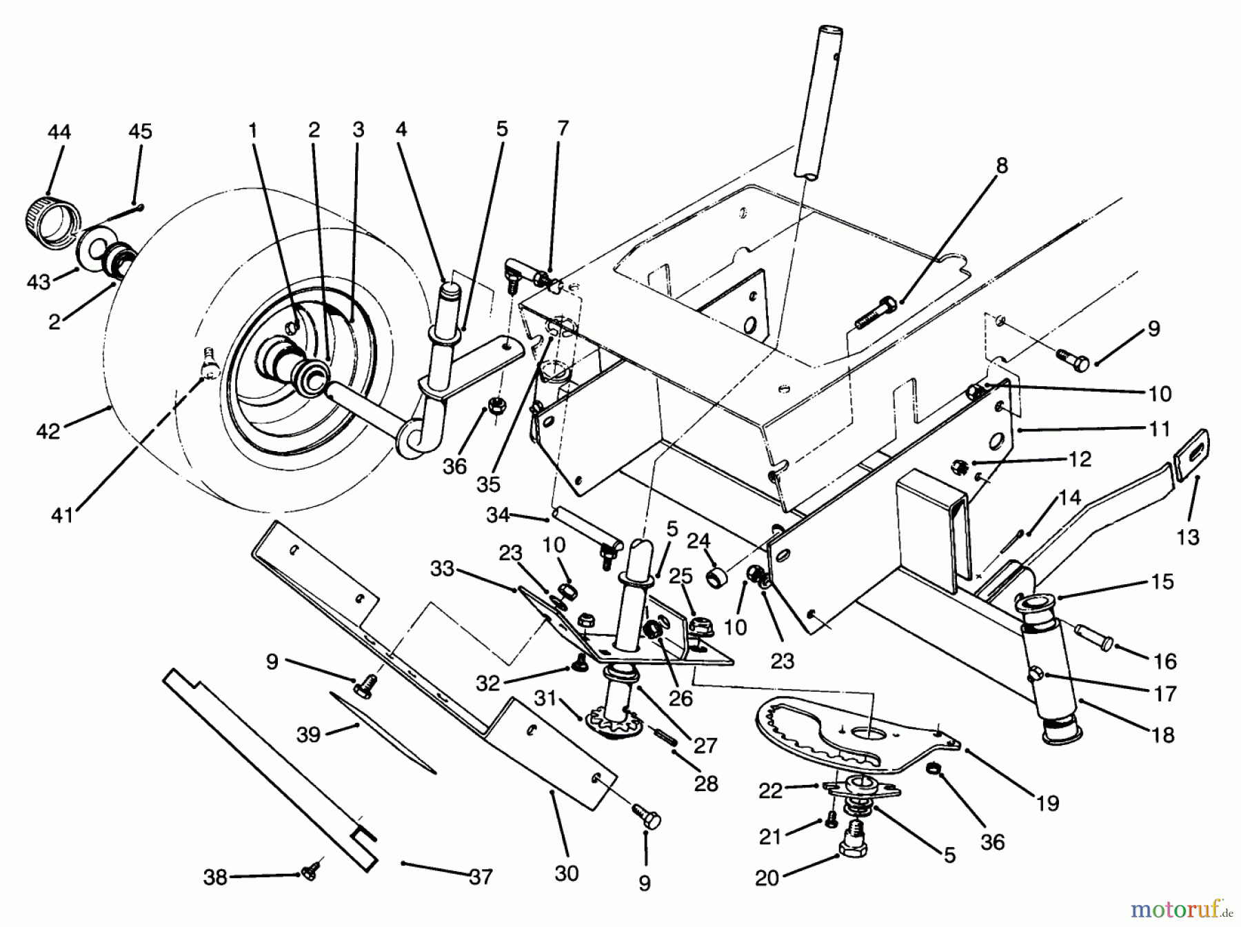 Toro Neu Mowers, Rear-Engine Rider 70042 (8-32) - Toro 8-32 Rear Engine Rider, 1993 (3900001-3999999) FRONT AXLE ASSEMBLY
