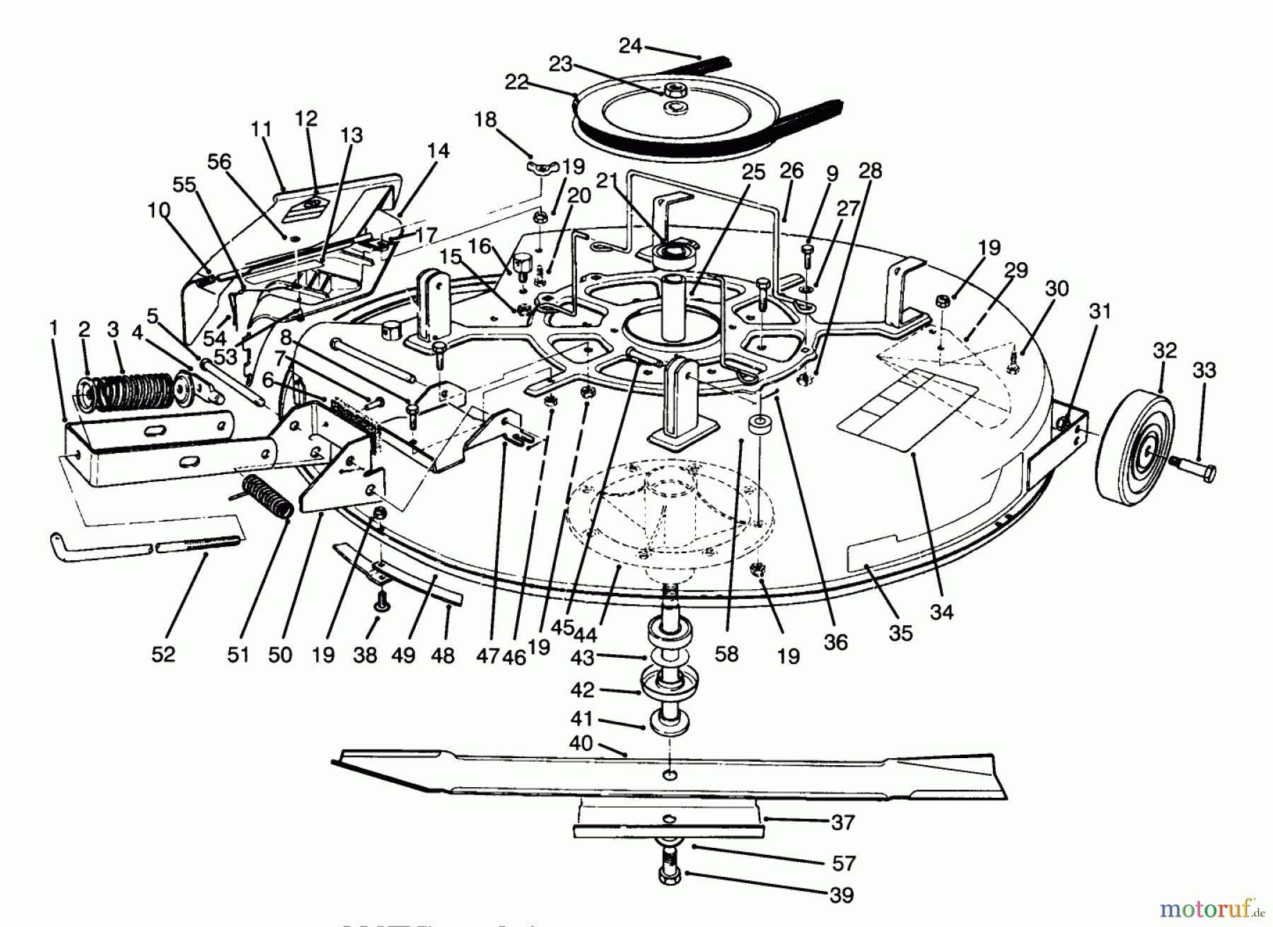 Toro Neu Mowers, Rear-Engine Rider 70120 (12-32) - Toro 12-32 Recycler Rider, 1993 (3900001-3999999) MOWER ASSEMBLY-RECYCLER
