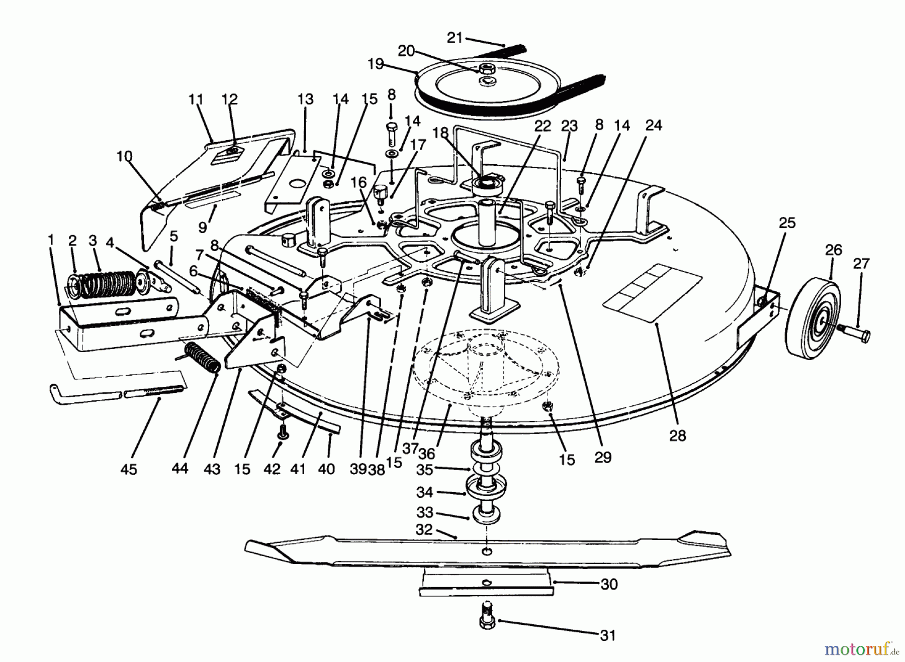  Toro Neu Mowers, Rear-Engine Rider 70080 (10-32) - Toro 10-32 Recycler Rider, 1993 (3900001-3999999) MOWER ASSEMBLY-USED ON MODEL NO. 70140