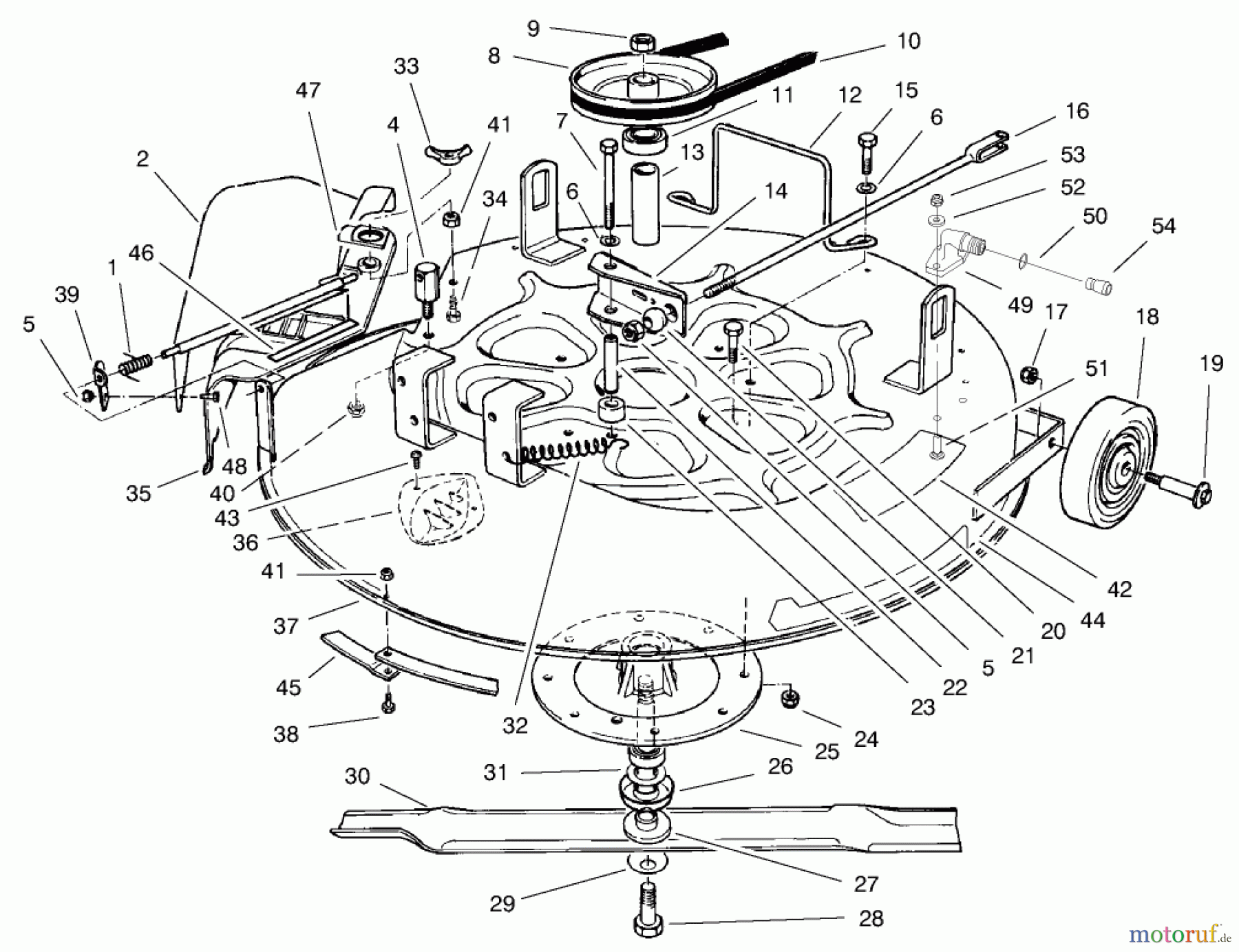 Toro Neu Mowers, Rear-Engine Rider 70044 (8-25) - Toro 8-25 Rear Engine Rider, 1999 (9900001-9999999) CUTTING UNIT ASSEMBLY