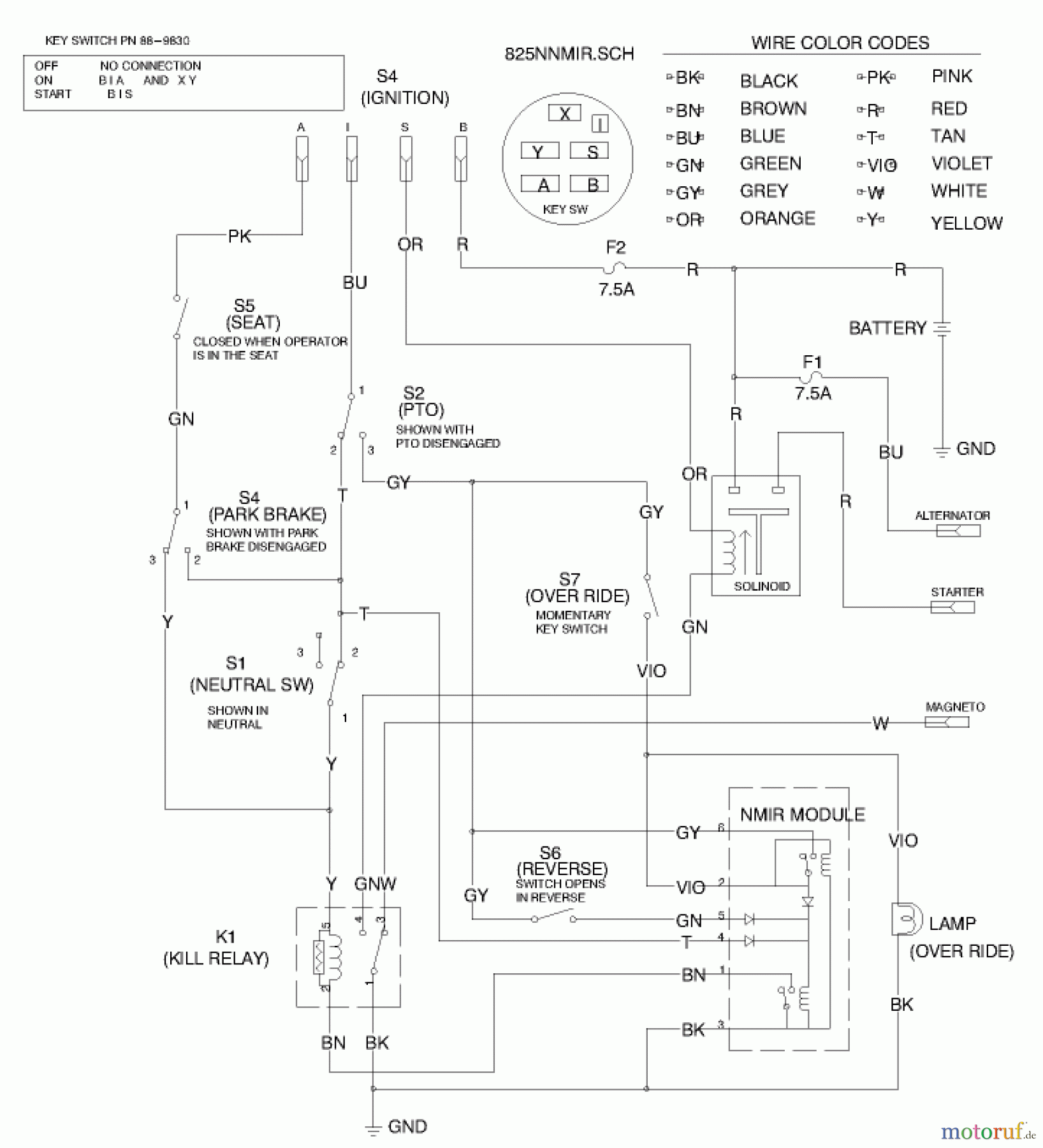 Toro Neu Mowers, Rear-Engine Rider 70044 (8-25) - Toro 8-25 Rear Engine Rider, 1999 (9900001-9999999) ELECTRICAL SCHEMATIC