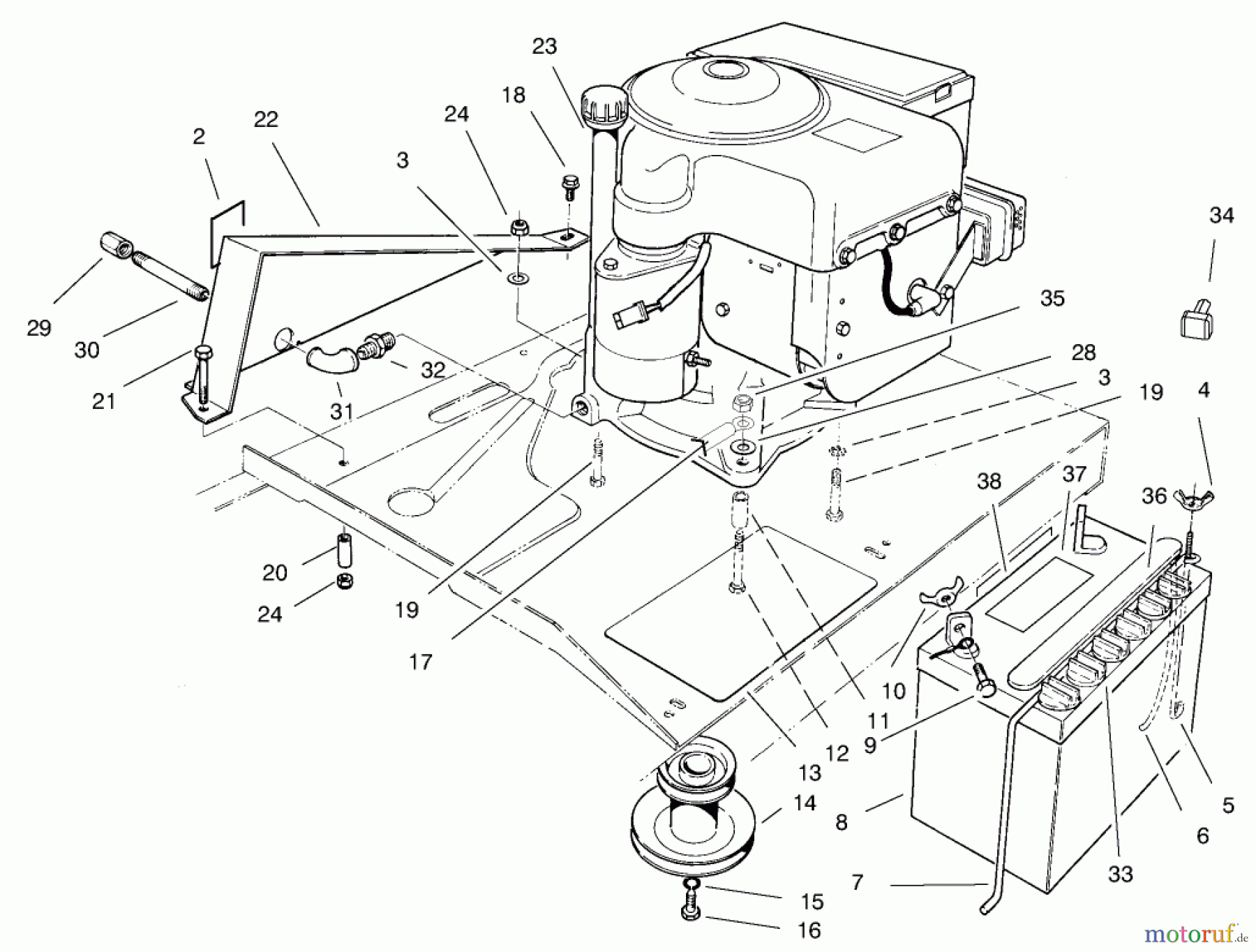 Toro Neu Mowers, Rear-Engine Rider 70044 (8-25) - Toro 8-25 Rear Engine Rider, 2000 (000000001-000999999) ENGINE ASSEMBLY