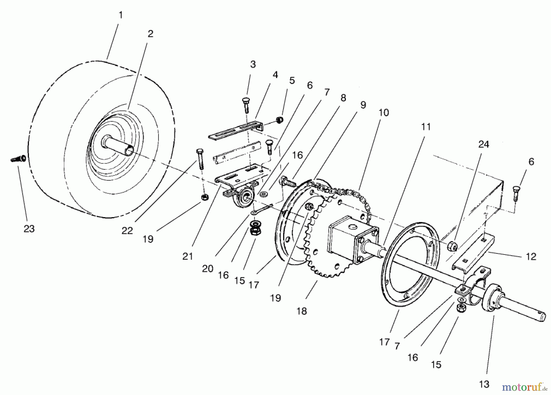 Toro Neu Mowers, Rear-Engine Rider 70044 (8-25) - Toro 8-25 Rear Engine Rider, 1999 (9900001-9999999) REAR AXLE ASSEMBLY