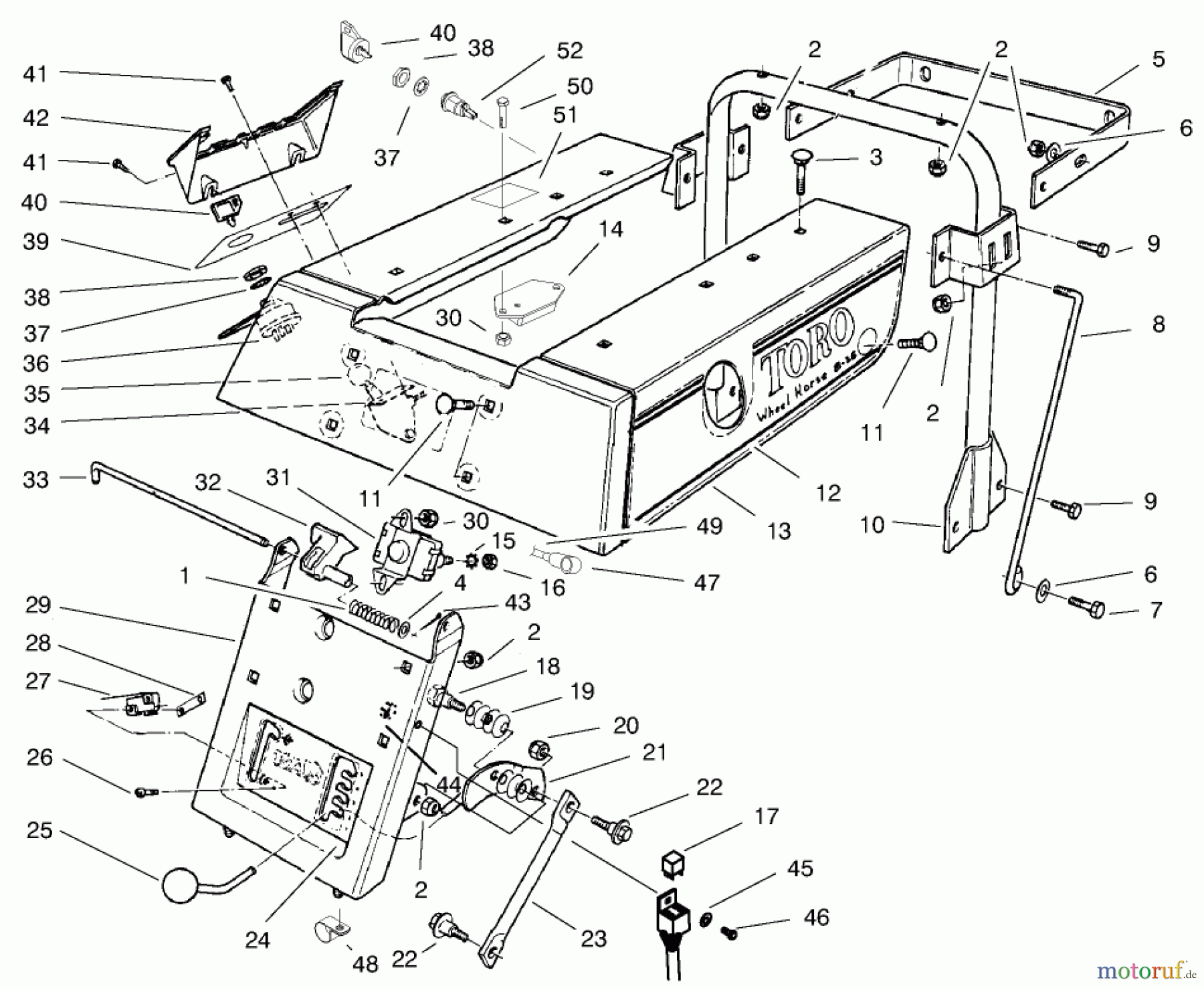 Toro Neu Mowers, Rear-Engine Rider 70044 (8-25) - Toro 8-25 Rear Engine Rider, 2000 (000000001-000999999) REAR BODY ASSEMBLY