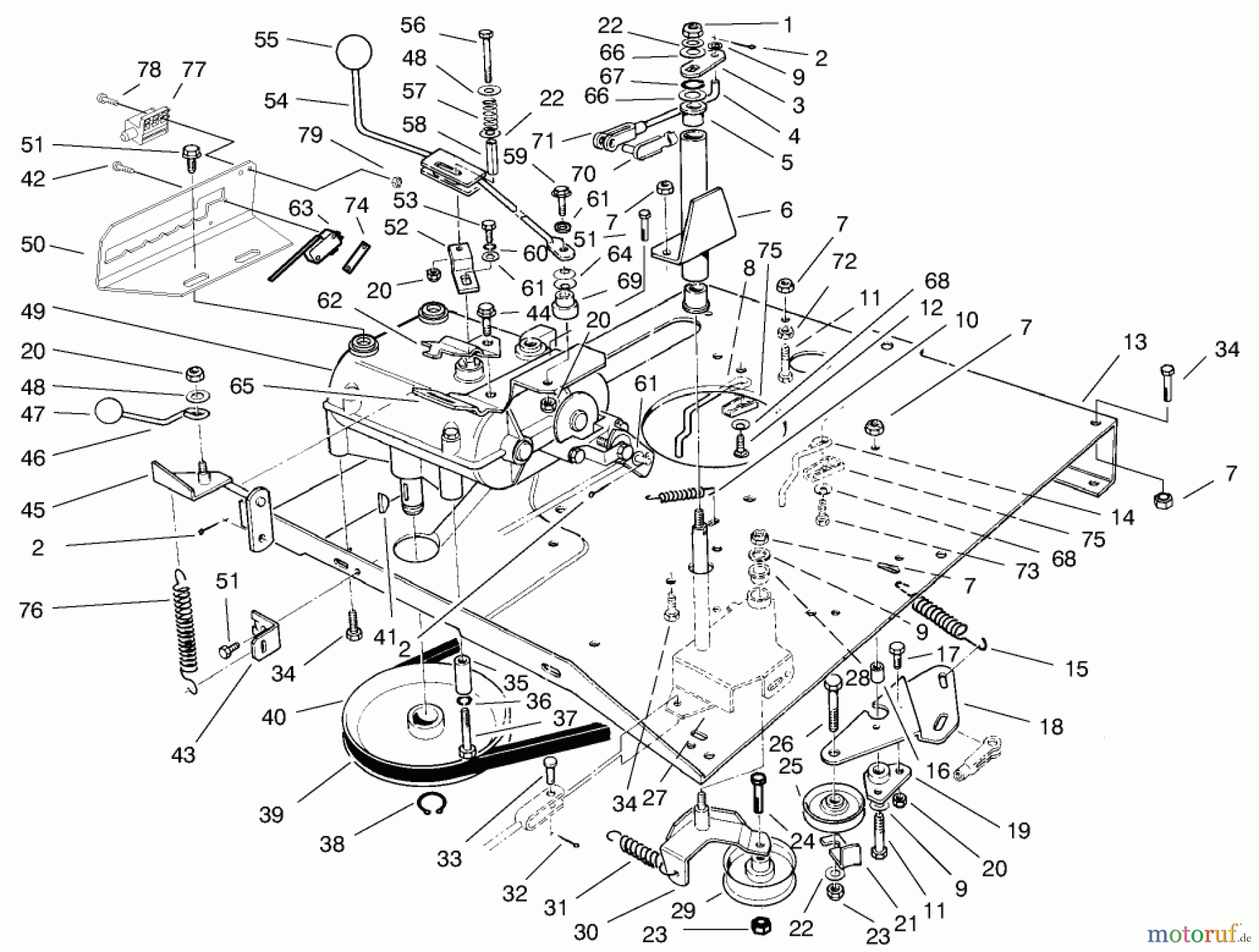 Toro Neu Mowers, Rear-Engine Rider 70044 (8-25) - Toro 8-25 Rear Engine Rider, 2000 (000000001-000999999) TRANSMISSION & LINKAGE ASSEMBLY