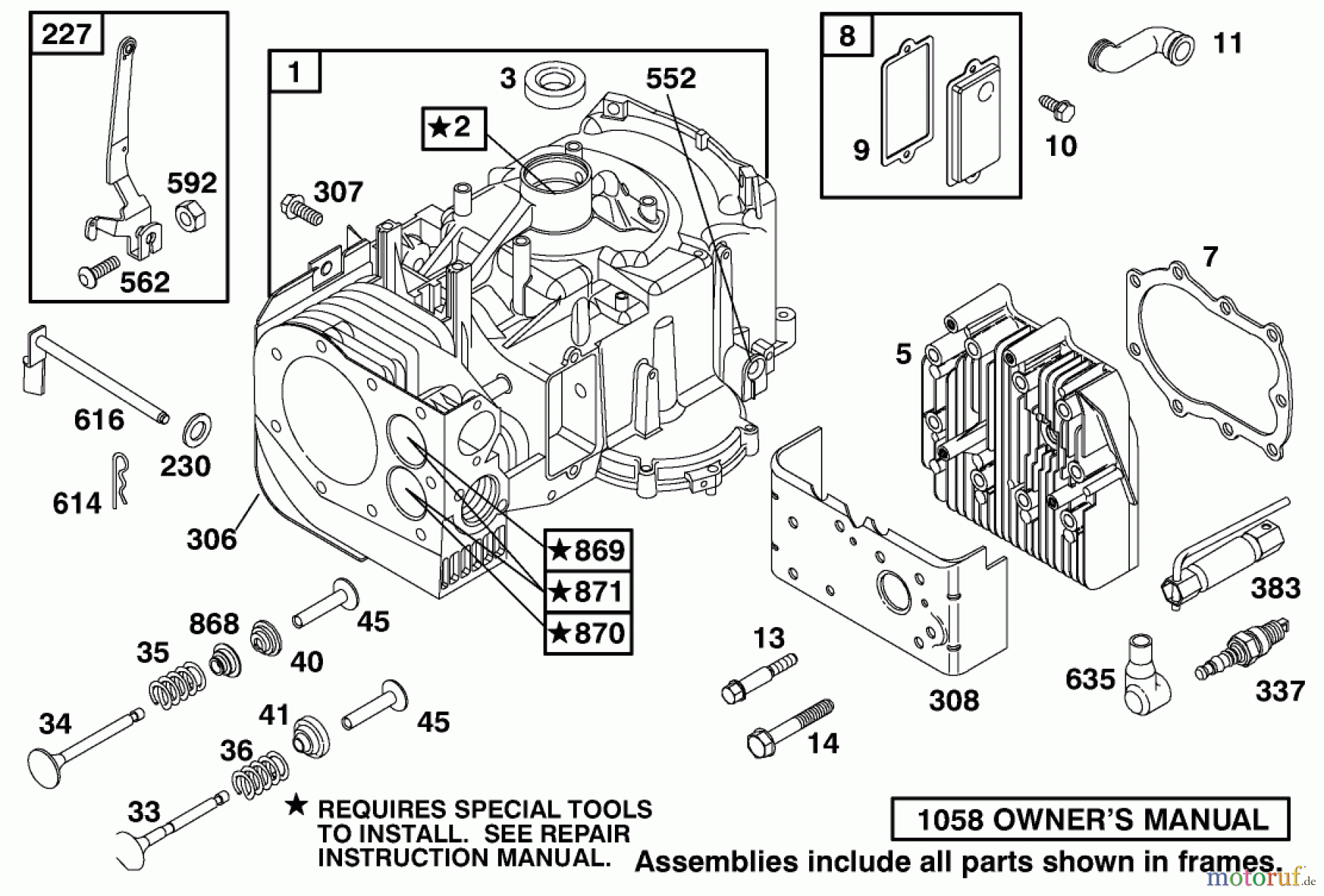 Toro Neu Mowers, Rear-Engine Rider 70044 (8-25) - Toro 8-25 Rear Engine Rider, 2002 (220000001-220999999) ENGINE BRIGGS & STRATTON MODEL 195707-0421-E1 #1