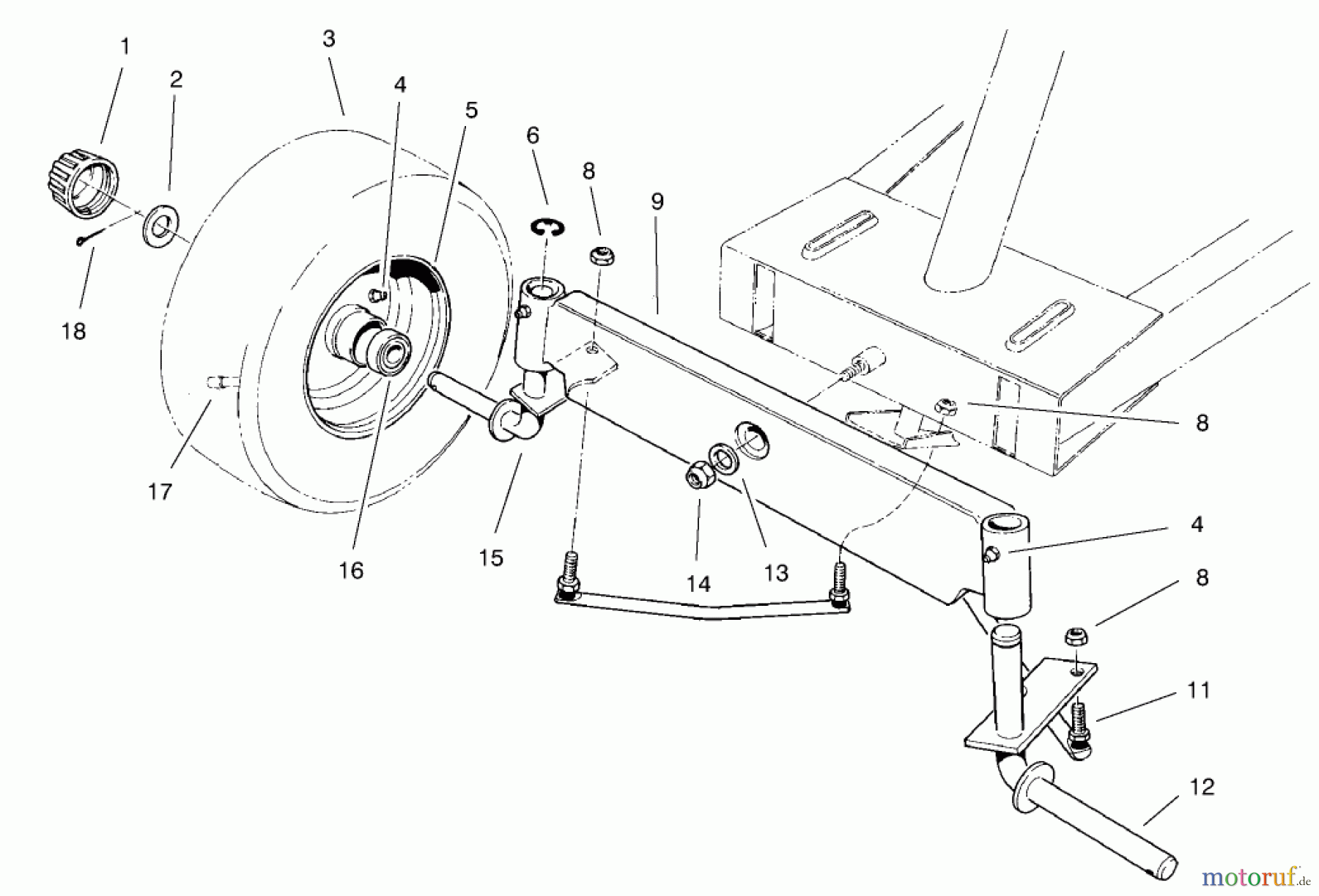 Toro Neu Mowers, Rear-Engine Rider 70044 (8-25) - Toro 8-25 Rear Engine Rider, 2002 (220000001-220999999) FRONT AXLE ASSEMBLY