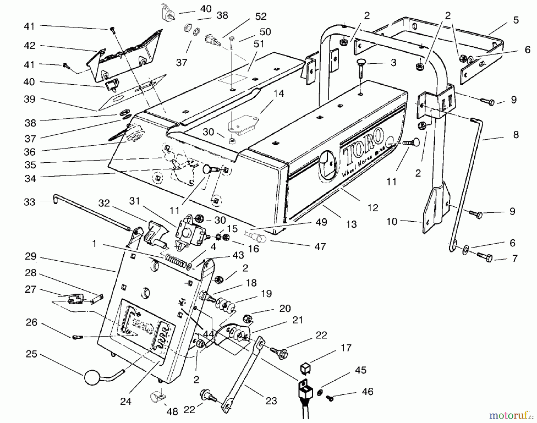 Toro Neu Mowers, Rear-Engine Rider 70044 (8-25) - Toro 8-25 Rear Engine Rider, 2002 (220000001-220999999) REAR BODY ASSEMBLY