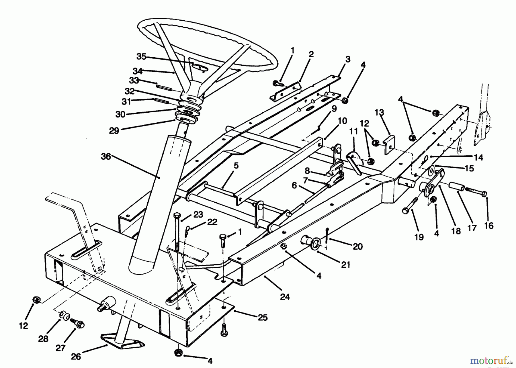 Toro Neu Mowers, Rear-Engine Rider 70060 (8-25) - Toro 8-25 Rear Engine Rider, 1993 (39000001-39999999) FRAME ASSEMBLY