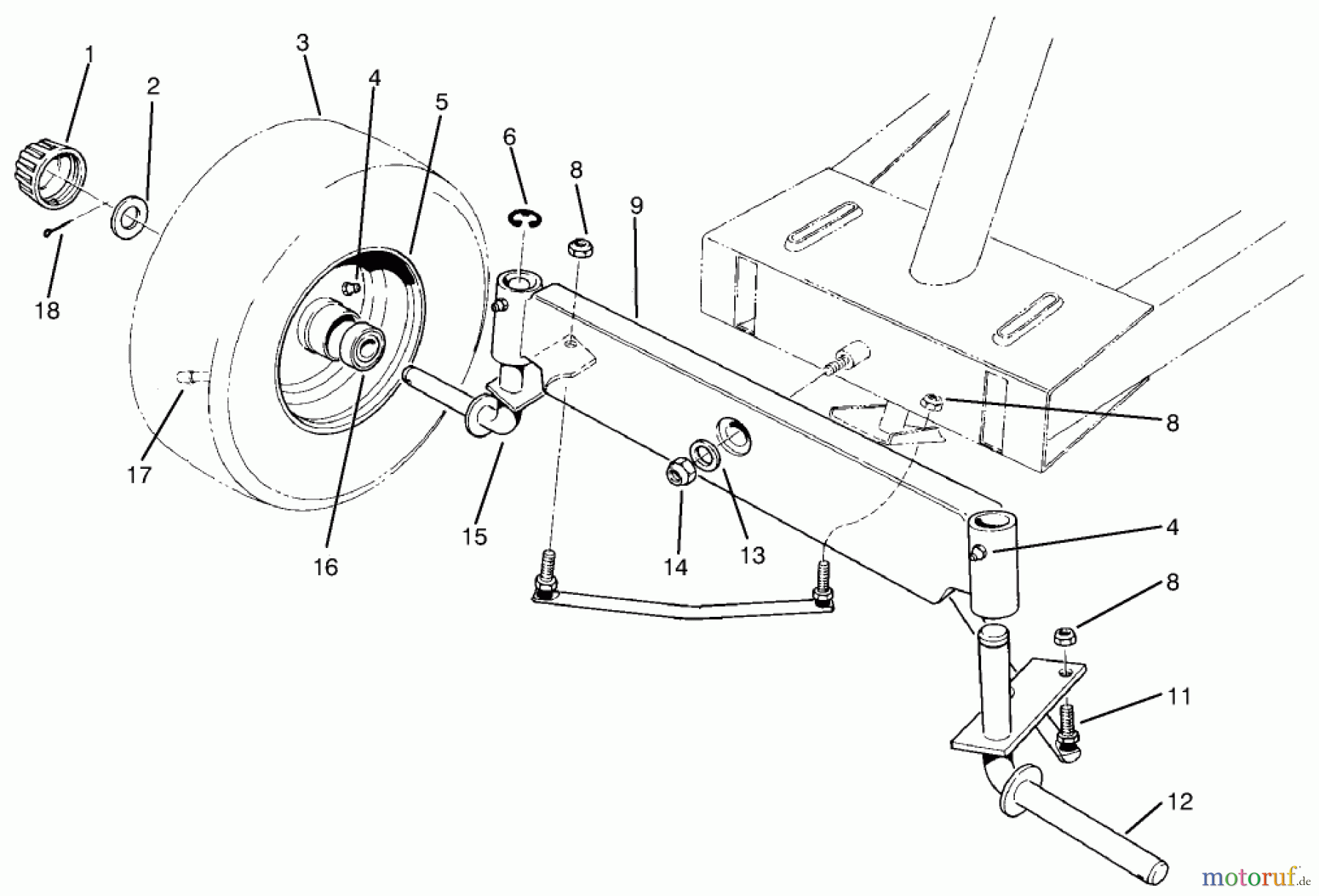 Toro Neu Mowers, Rear-Engine Rider 70060 (8-25) - Toro 8-25 Rear Engine Rider, 1995 (59000001-59999999) FRONT AXLE ASSEMBLY